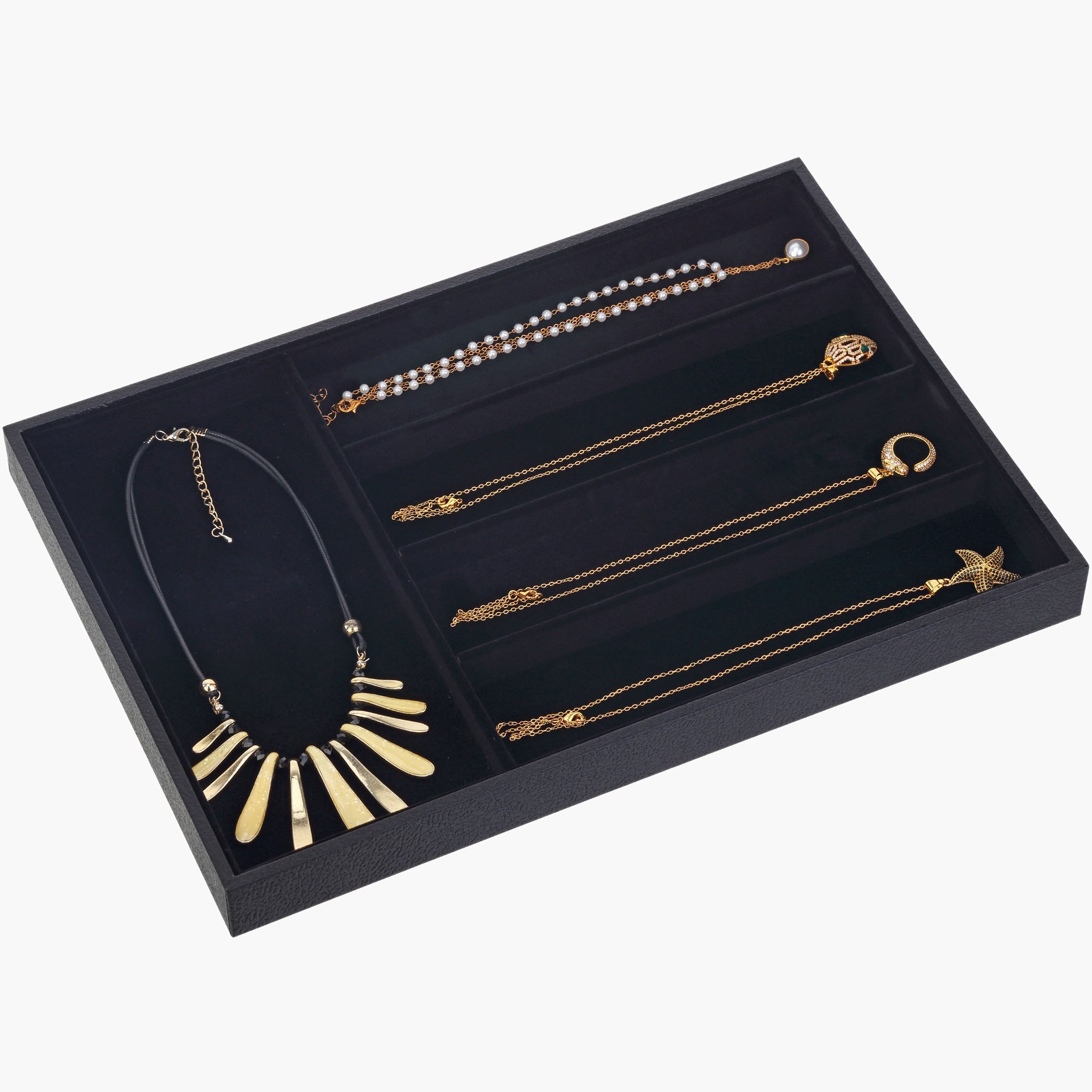 Draco 5-Compartment Jewellery Tray - 35x24x3 cm-hbxbedroom-bedroomaccessories-jewelleryboxesandholders-image-4
