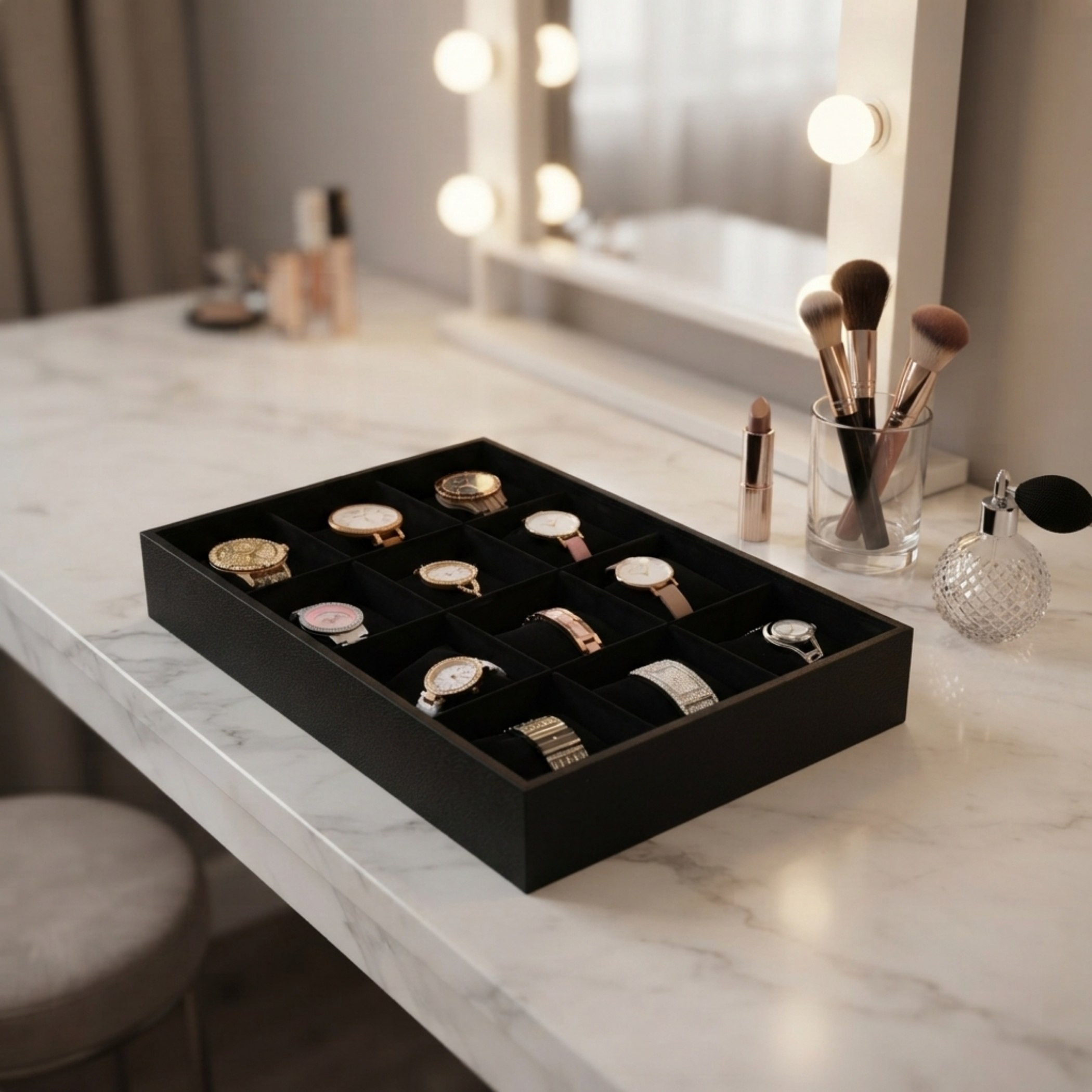 Draco 12-Compartment Watch Tray - 35x24x6.5 cm-hbxbedroom-bedroomaccessories-jewelleryboxesandholders-image-1