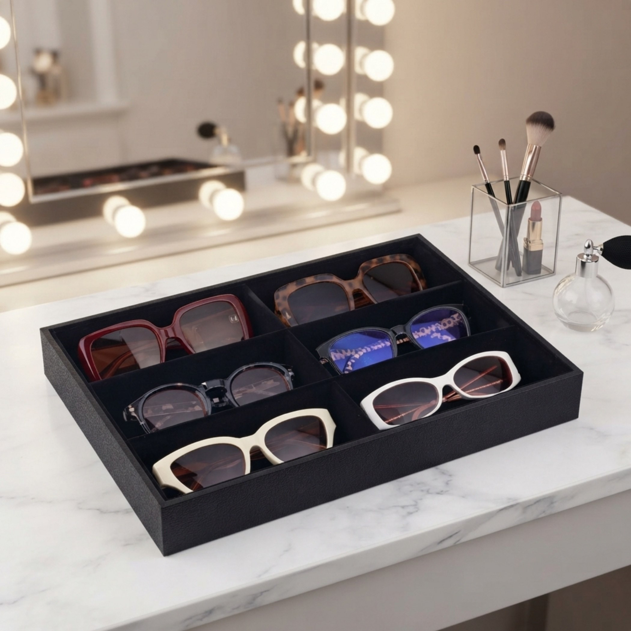 Draco 6-Compartment Glasses Tray - 35x24x4.5 cm-hbxbedroom-bedroomaccessories-jewelleryboxesandholders-image-1