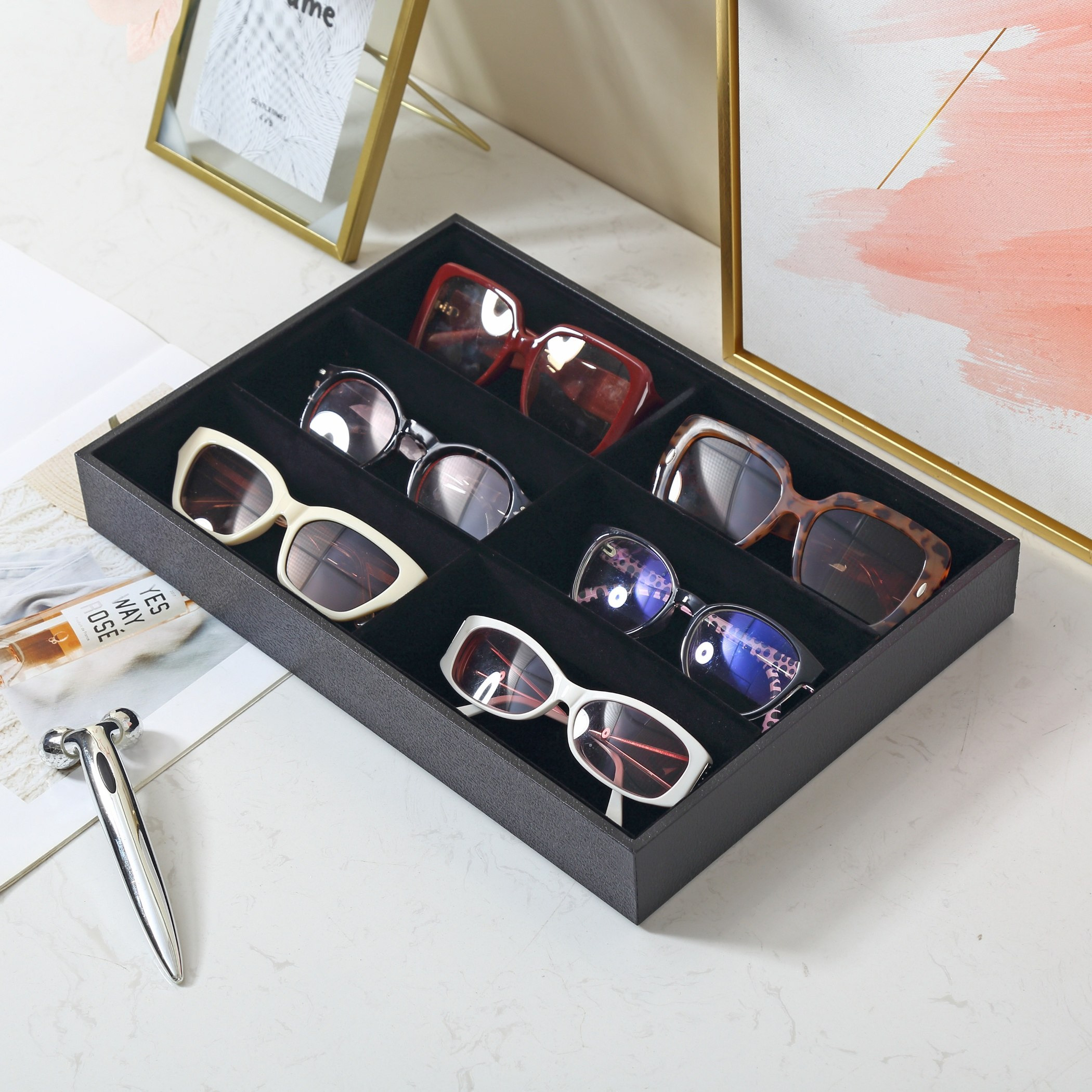 Draco 6-Compartment Glasses Tray - 35x24x4.5 cm-hbxbedroom-bedroomaccessories-jewelleryboxesandholders-image-3