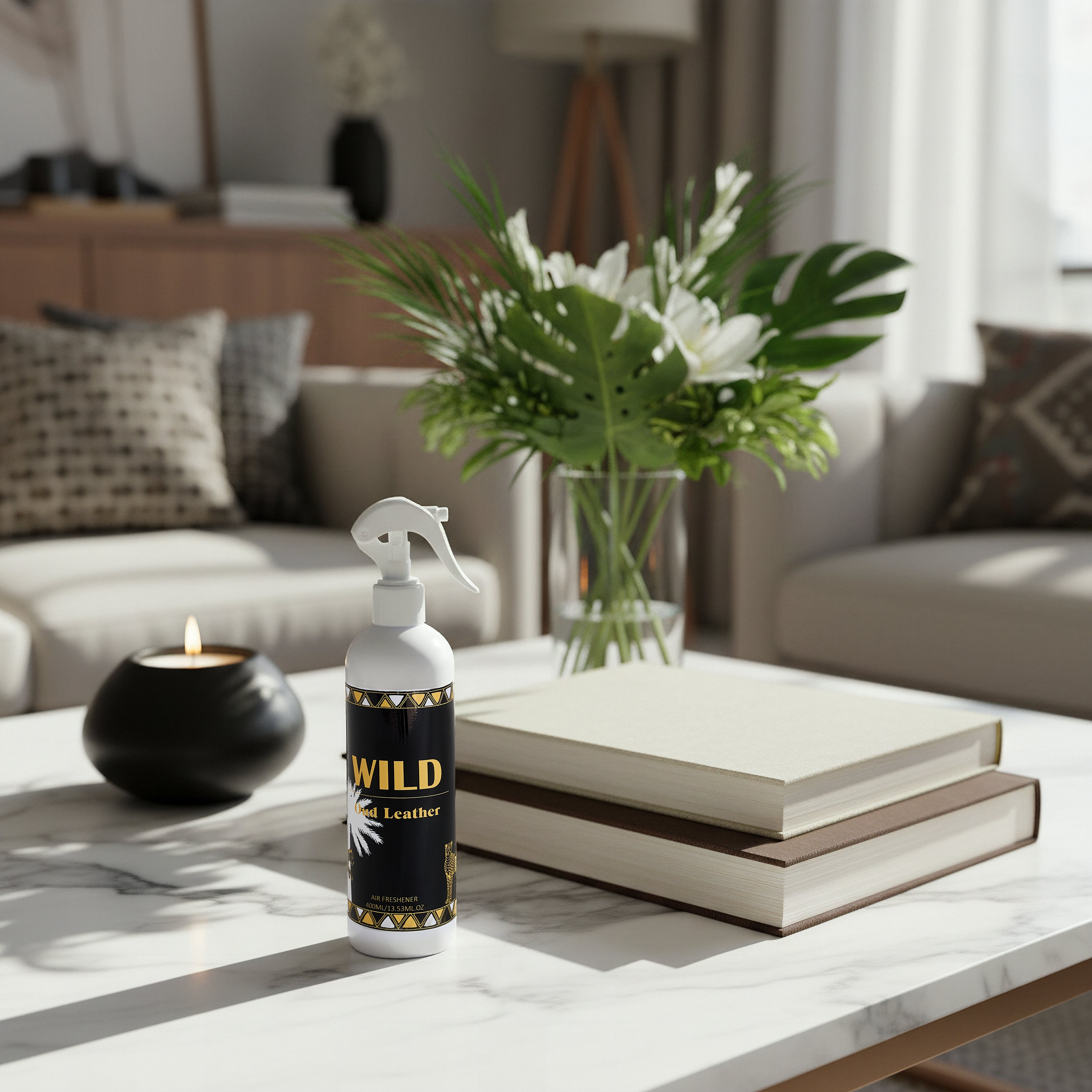 Rimal Premium Oud Leather Air Freshener - 400 ml-hbxdecorandfurnishings-homefragrance-roomfreshnersandaromamist-image-3