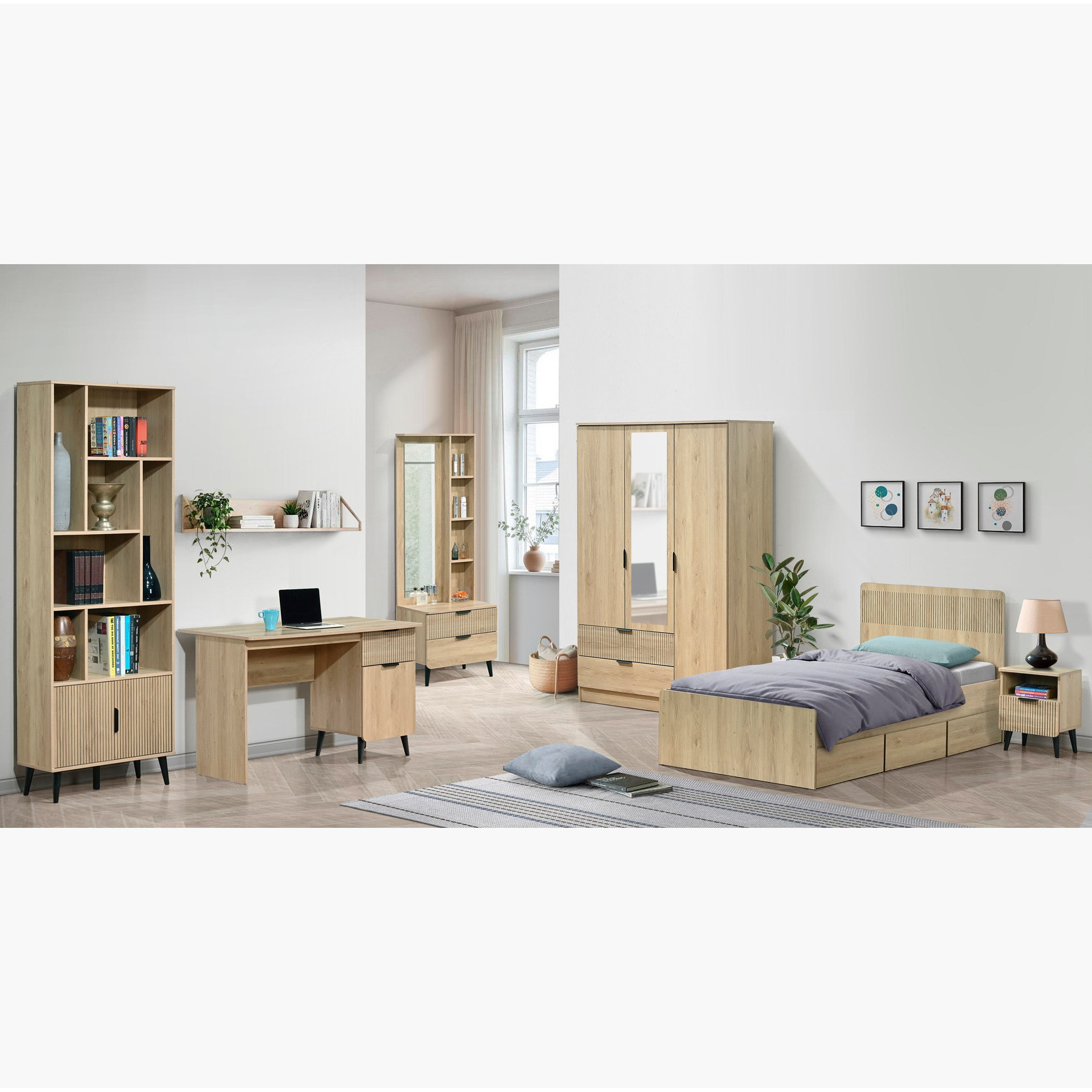 Movo Lasero Single Bed with 3 Drawers - 90x200 cm-hbxfurniture-bedsandbedsets-beds-single-image-7