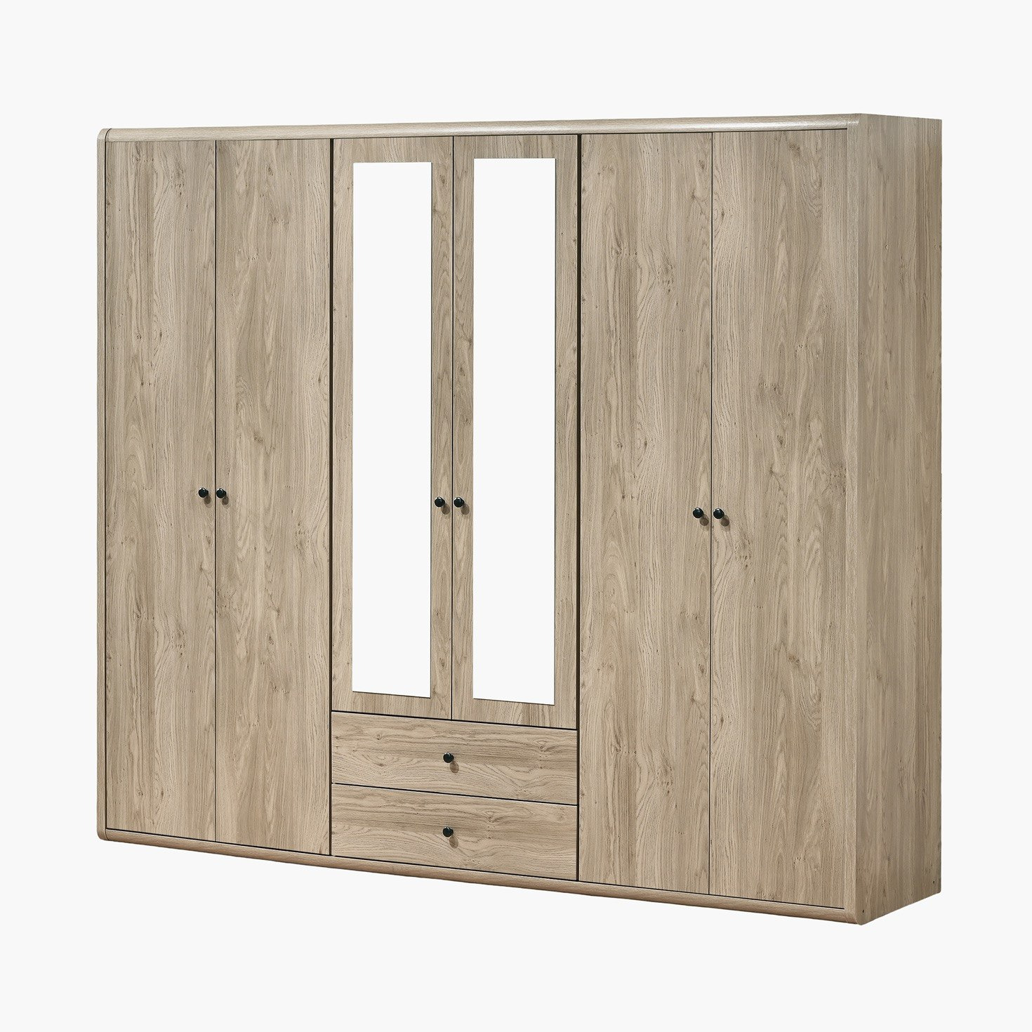 Movo Omega 6-Door Wardrobe with 2 Drawers and Mirrors-hbxfurniture-wardrobes-image-2