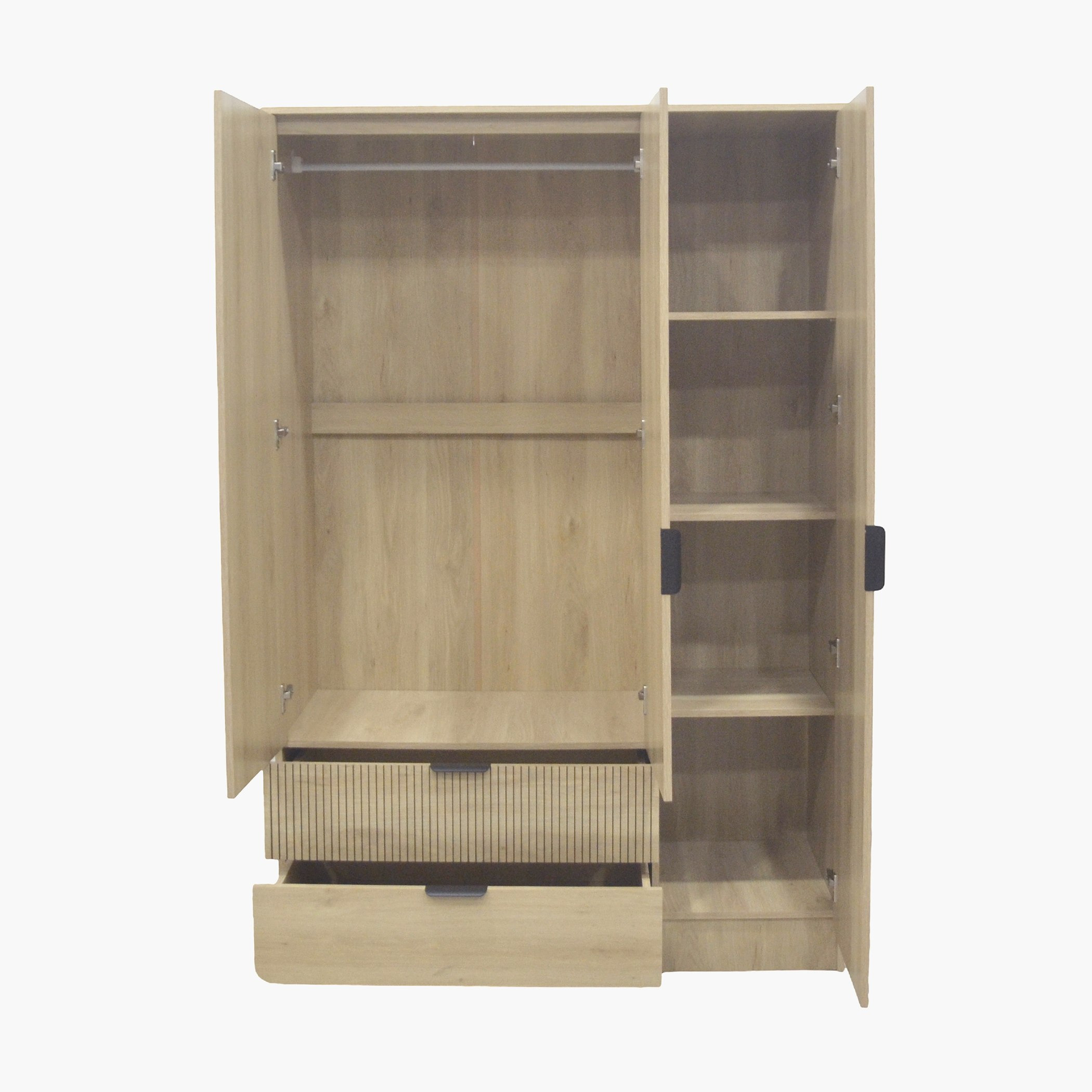 Movo Lasero 3-Door Wardrobe with 2 Drawers and Mirrors-hbxfurniture-wardrobes-image-4