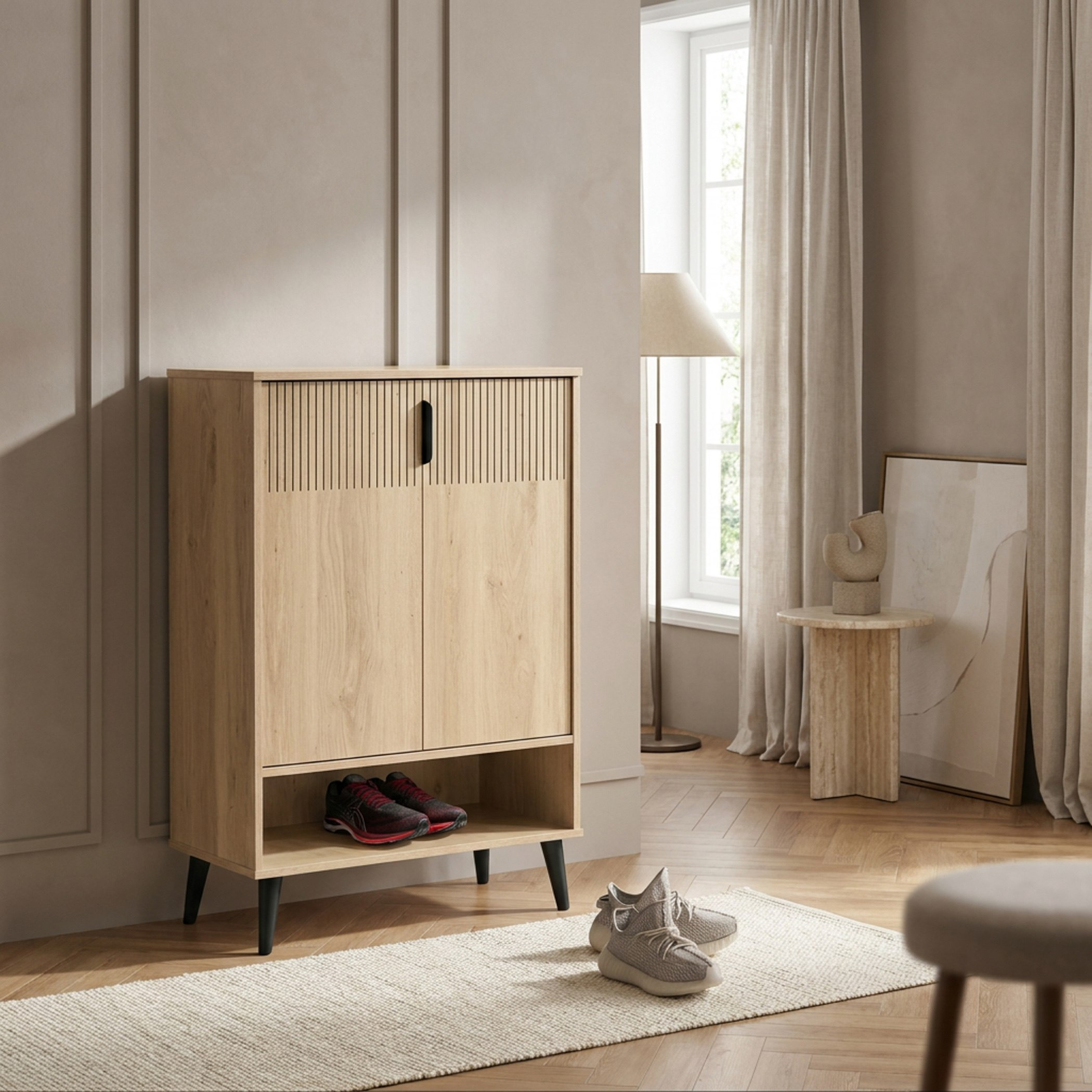 Movo Lasero 15-Pair Shoe Cabinet with 2 Doors and Open Shelf-hbxbedroom-shoecabinetsandracks-image-1
