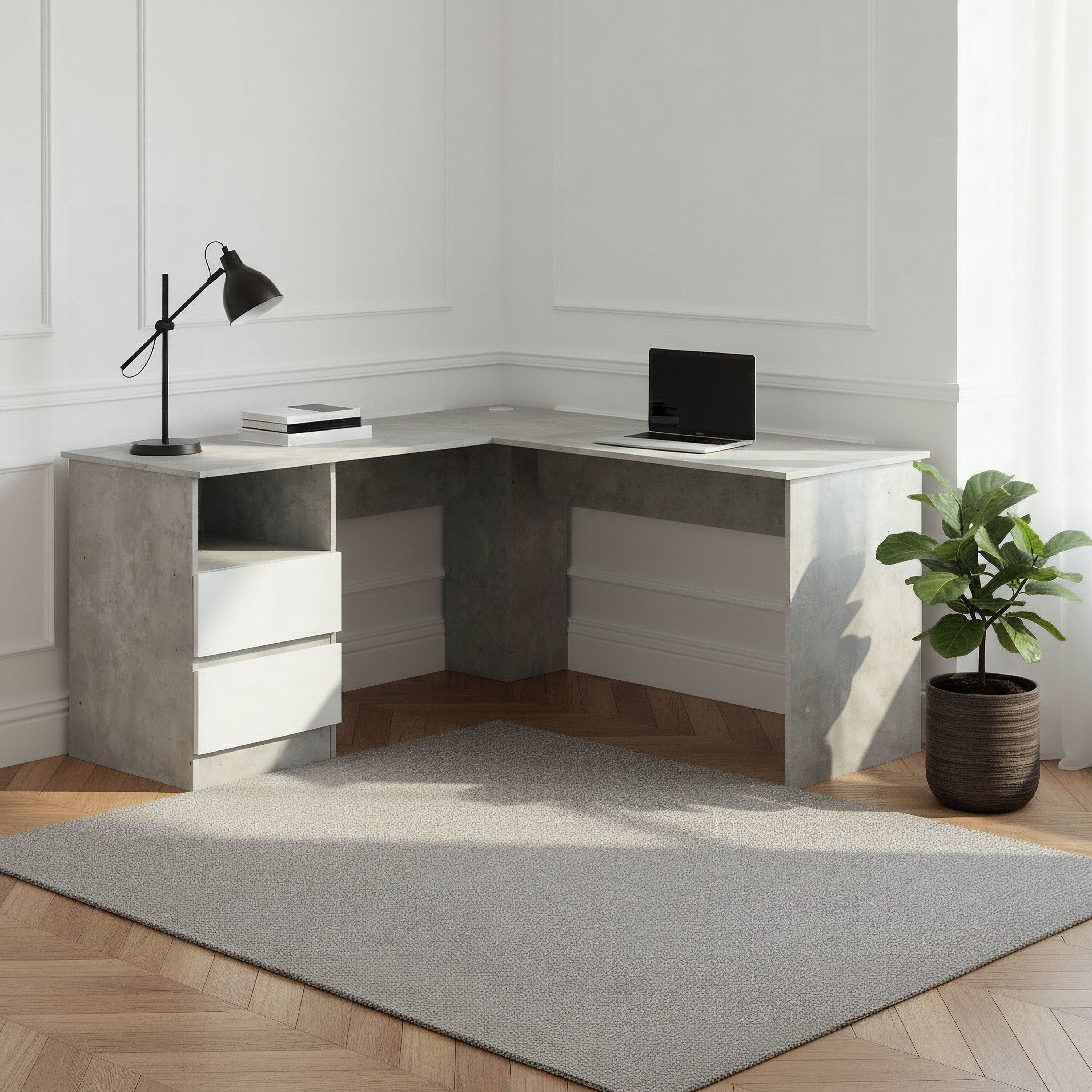 Alford Patara Nxt 2-Drawer Corner Study Desk-hbxfurniture-office-desks-image-1