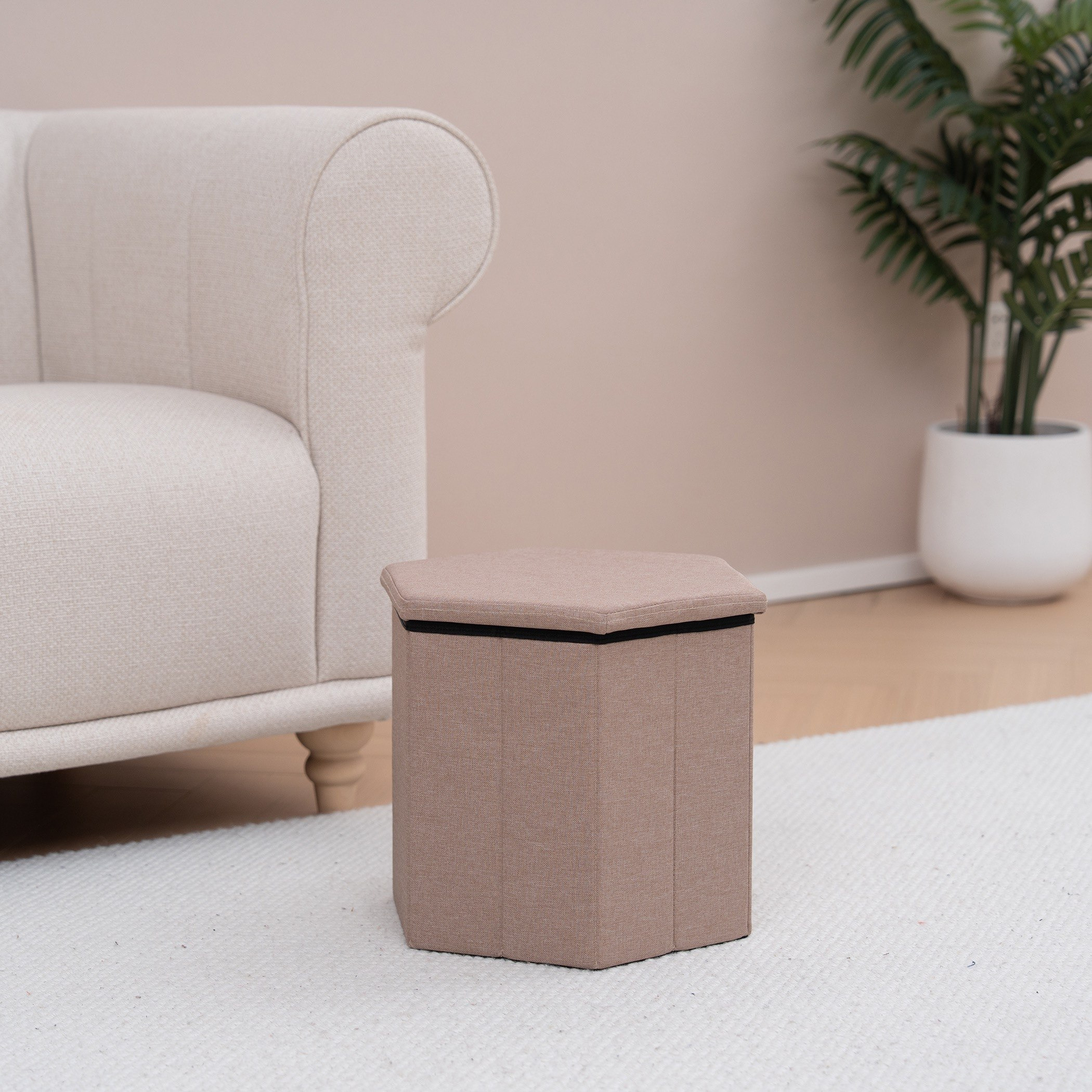 Leeds Fabric Folding Ottoman with Storage-hbxlivingroom-sofasandarmchairs-ottomansandfootstools-image-1