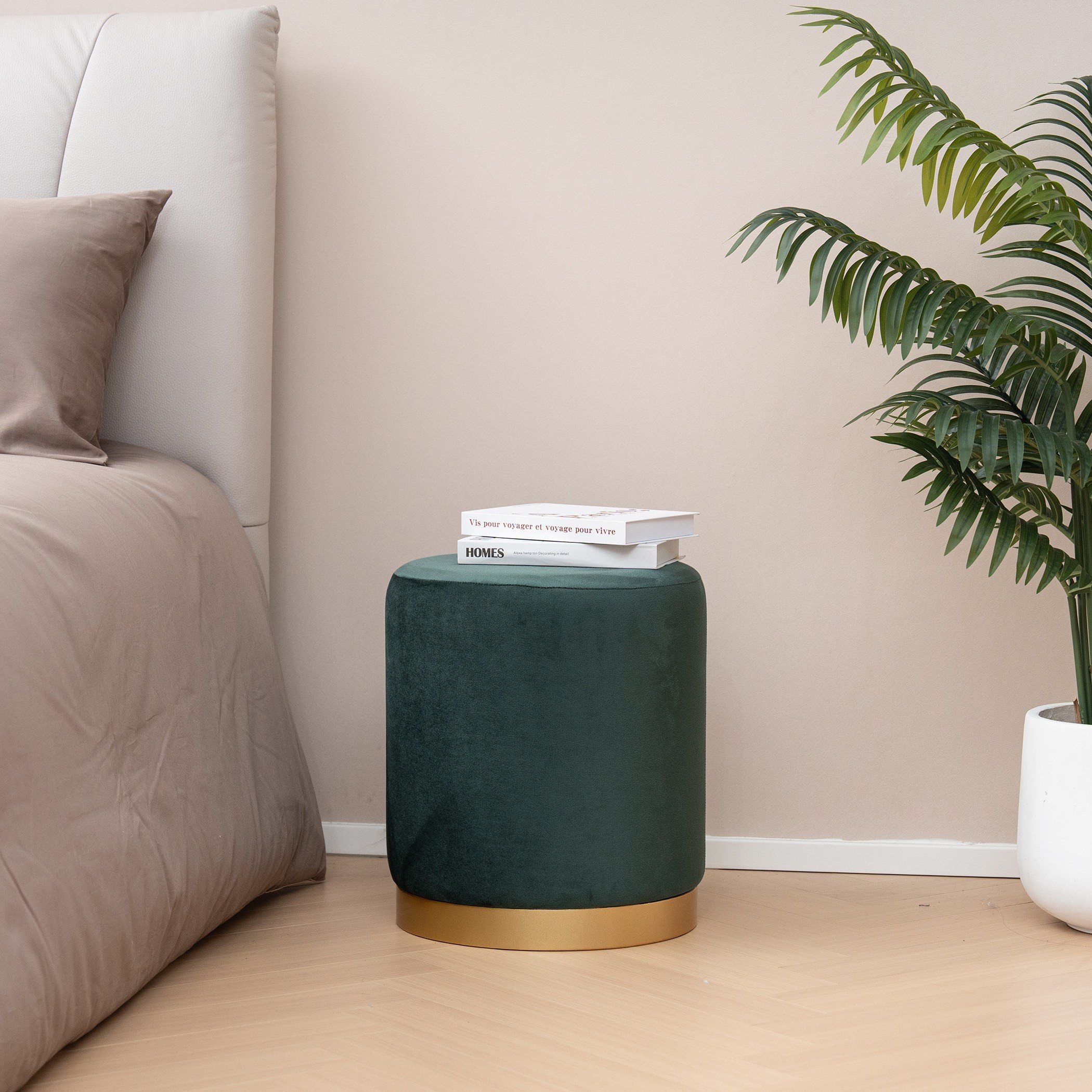 Kiva Velvet Fabric Round Ottoman-hbxlivingroom-sofasandarmchairs-ottomansandfootstools-image-2