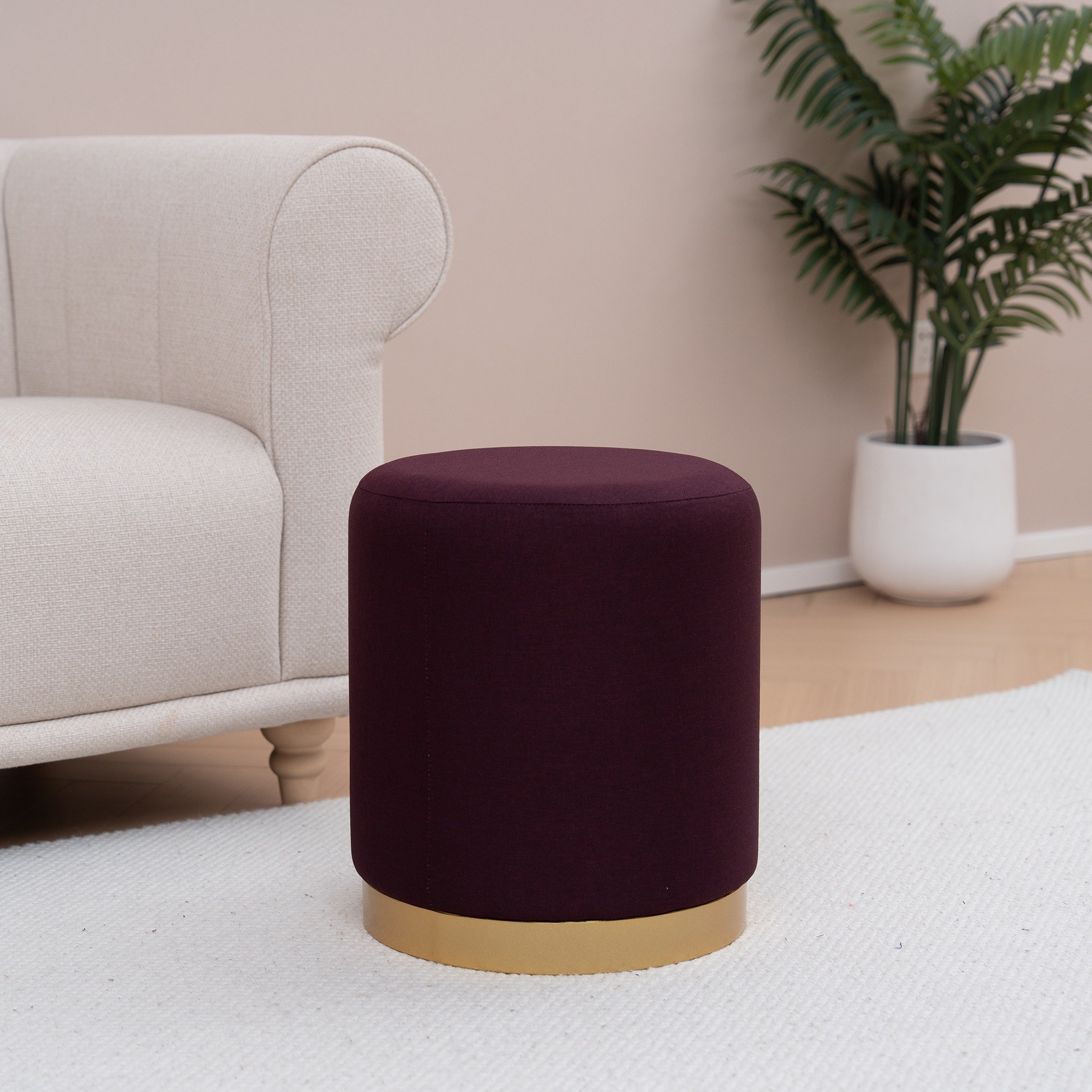 Kiva Fabric Round Ottoman-hbxlivingroom-sofasandarmchairs-ottomansandfootstools-image-1
