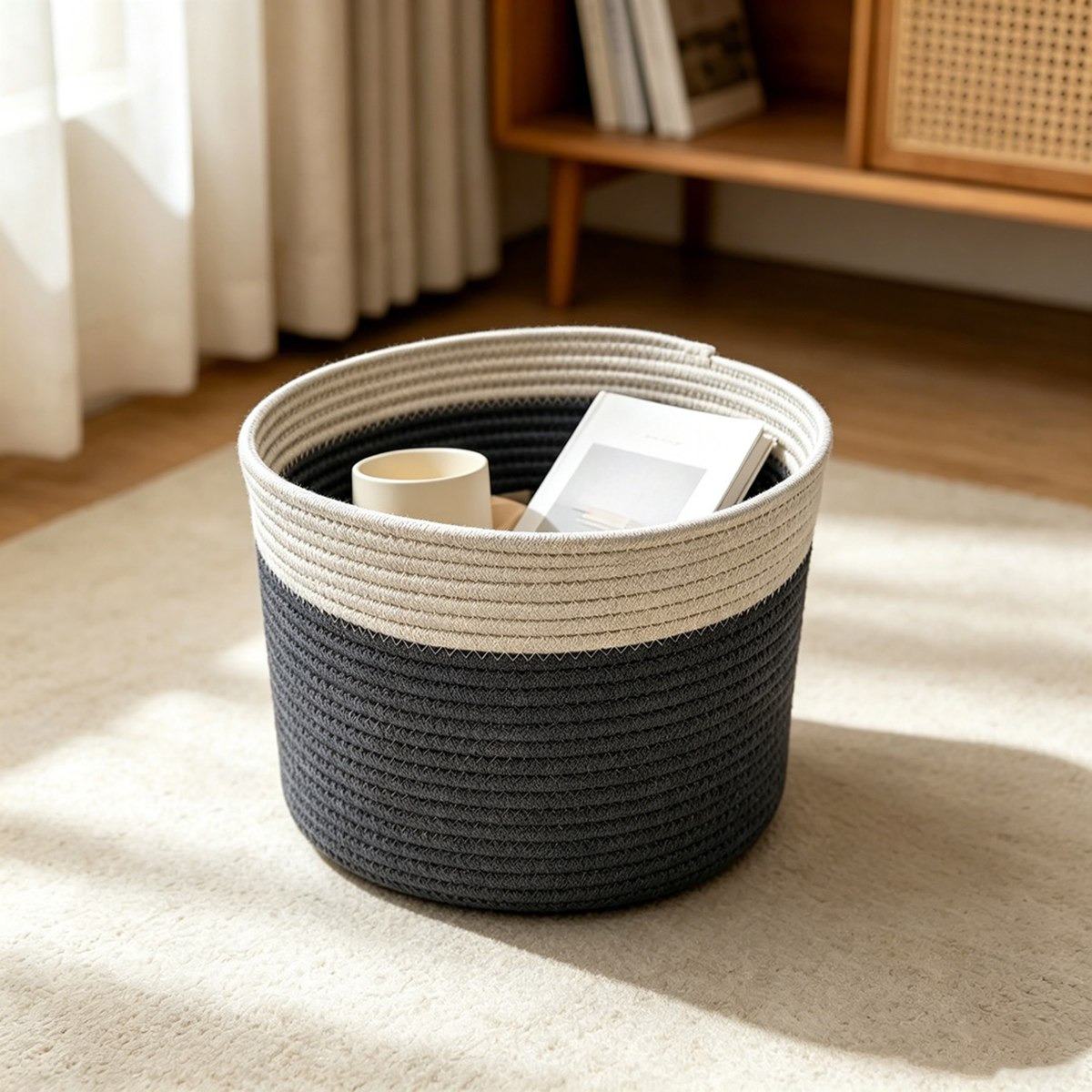 سلة تخزين حبل من رون - 20x19 سم-hbxbedroom-bedroomaccessories-bedroomstorage-image-1
