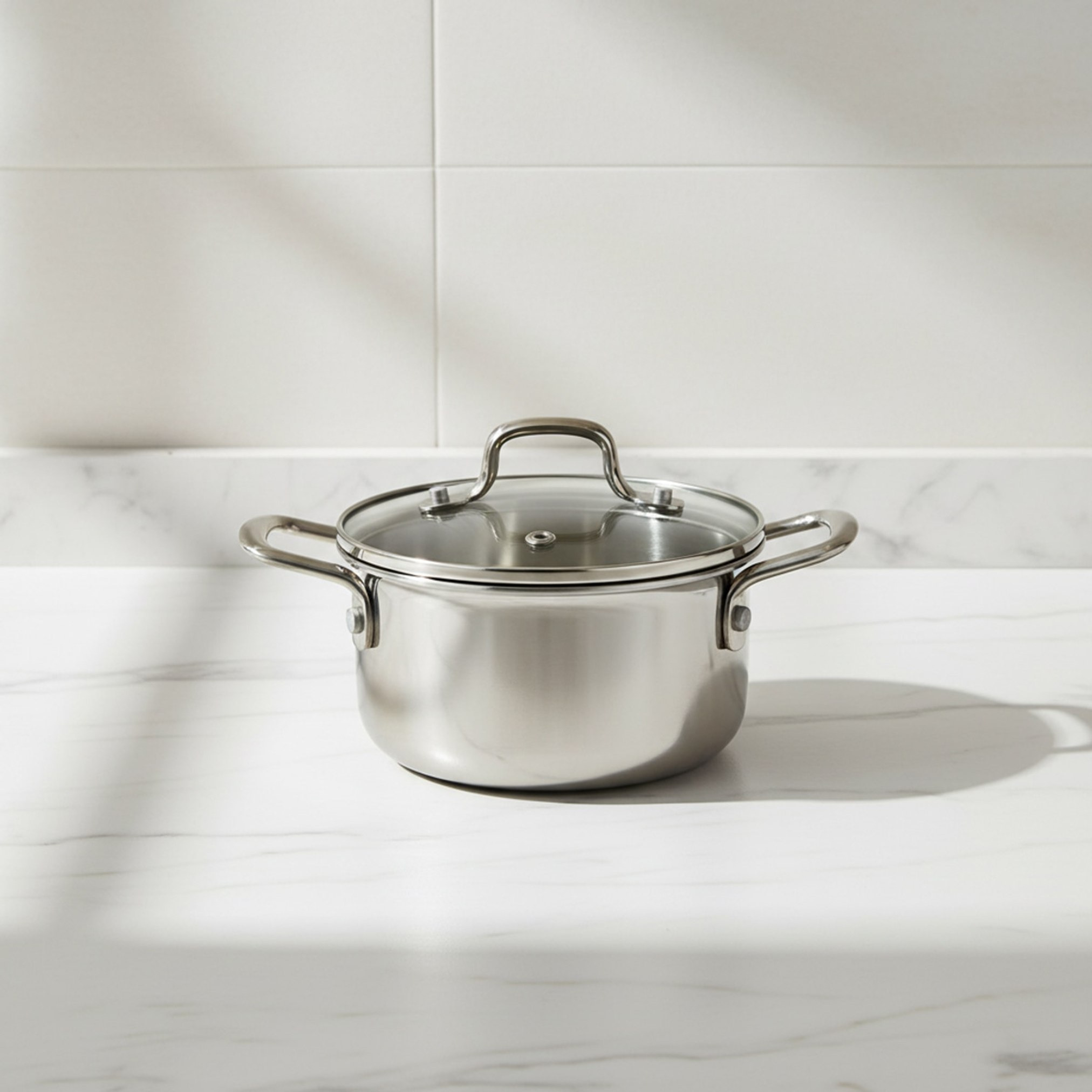 Glisten Mini Triply Casserole with Glass Lid - 12 cm-hbxdecorandfurnishings-tabletop-serveware-image-1