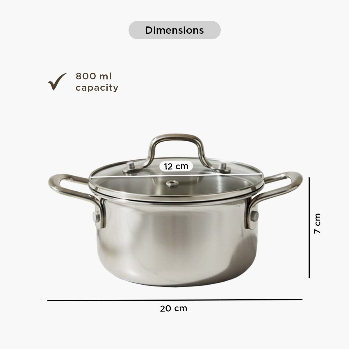 Glisten Mini Triply Casserole with Glass Lid - 12 cm-hbxdecorandfurnishings-tabletop-serveware-image-8