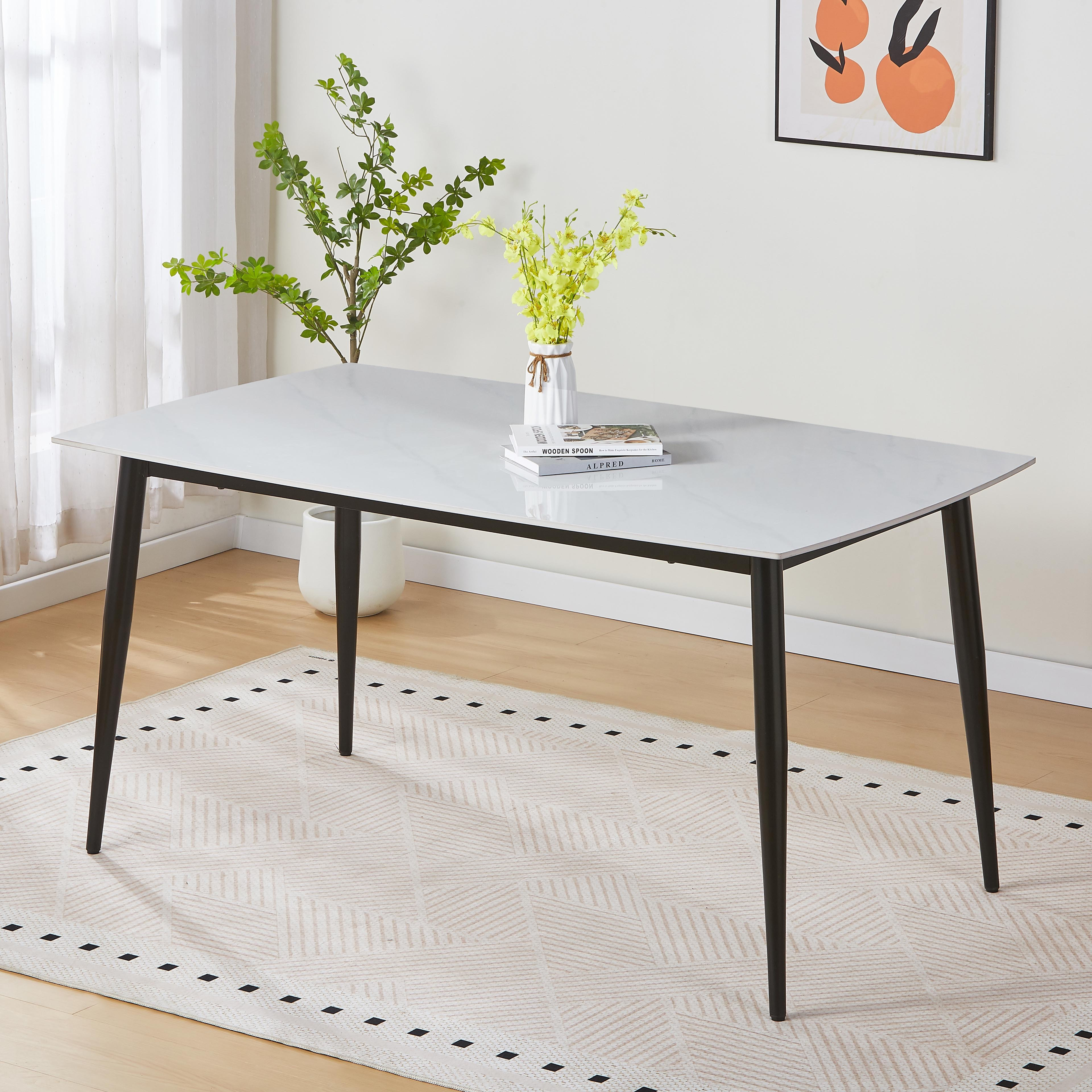 طقم طاولة سفرة 6 مقاعد بسطح من الحجر الملبد روما ستار من موفو-hbxfurniture-diningtablesandsets-diningsets-sixseater-image-2