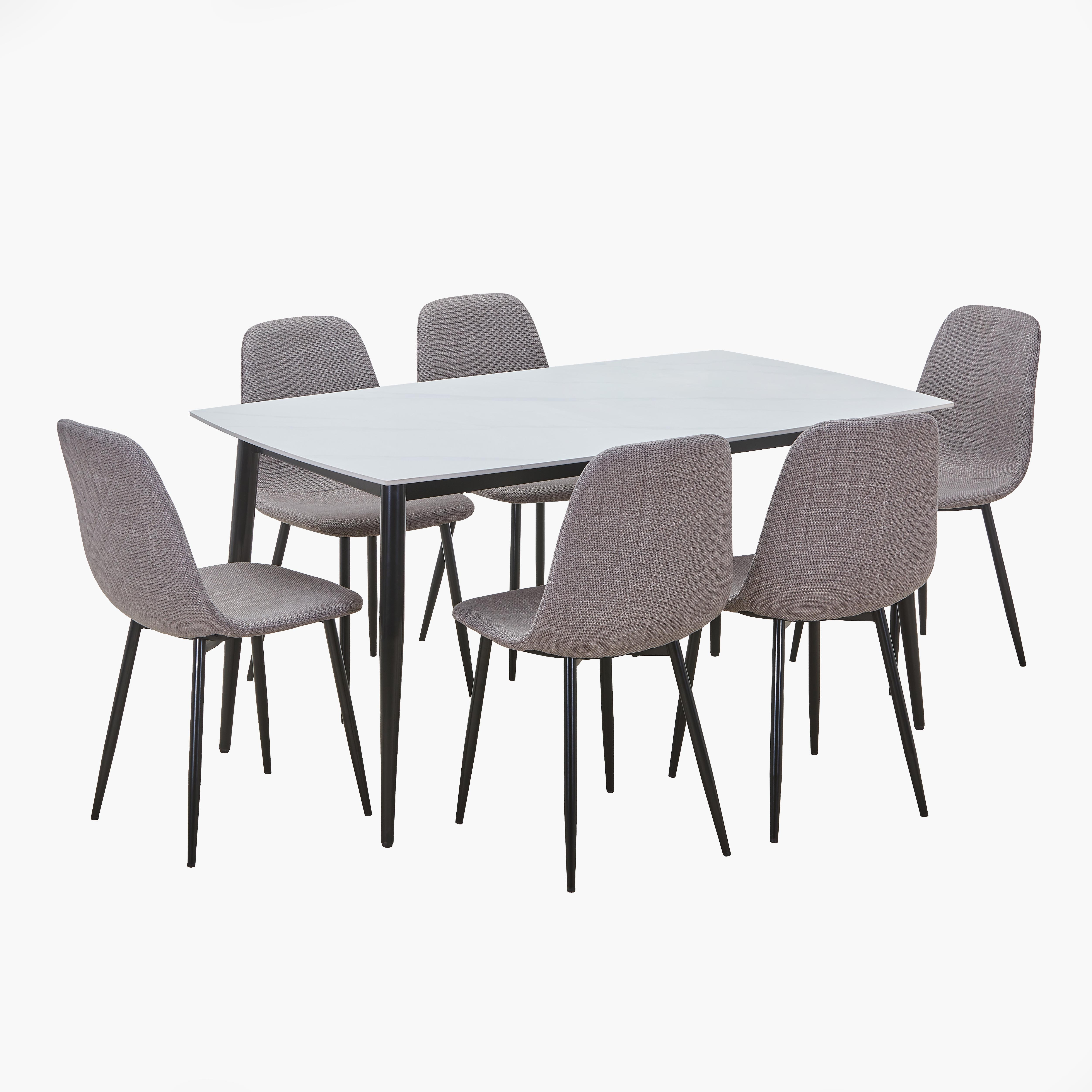 طقم طاولة سفرة 6 مقاعد بسطح من الحجر الملبد روما ستار من موفو-hbxfurniture-diningtablesandsets-diningsets-sixseater-image-4