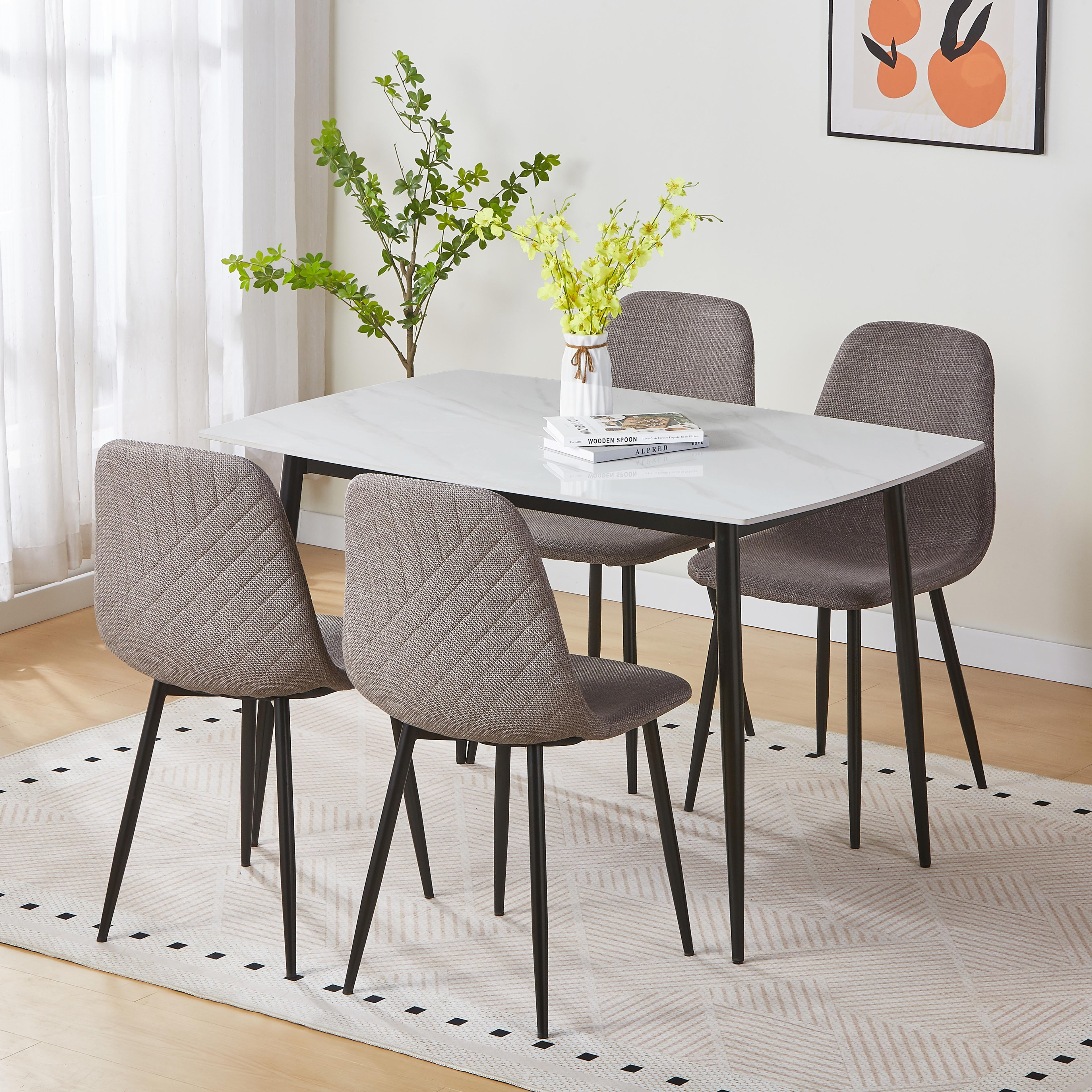 Movo Roma Star 4-Seater Sintered Stone Dining Table Set-hbxdiningroom-diningtablesandsets-diningsets-fourseater-image-2