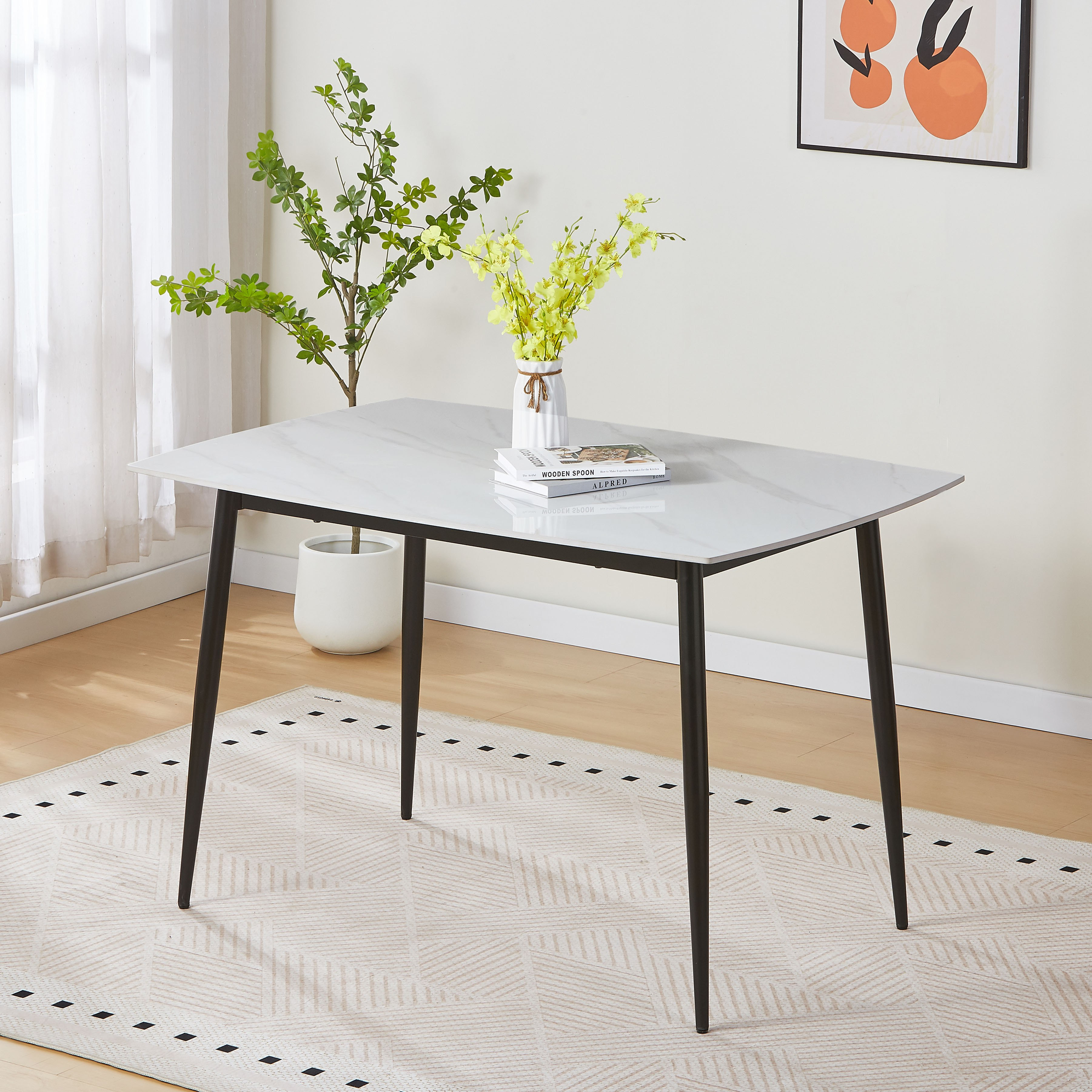 Movo Roma Star 4-Seater Sintered Stone Dining Table Set-hbxdiningroom-diningtablesandsets-diningsets-fourseater-image-3