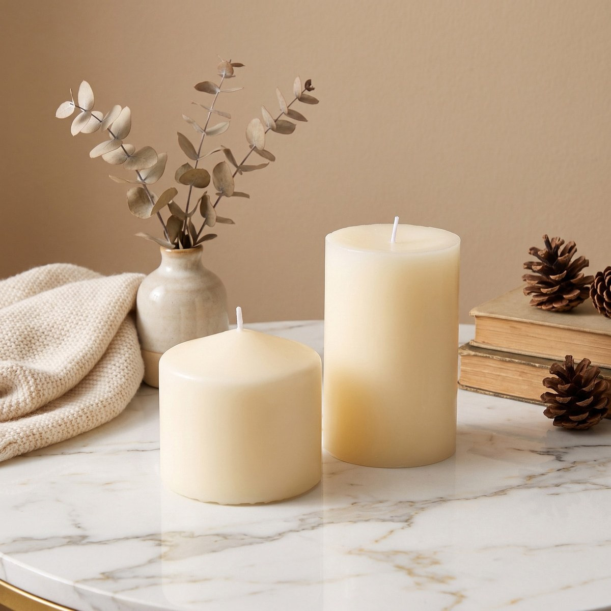 Luna Small Unscented Pillar Votive Candle - 8x7.5 cm-hbxdiningroom-decorandaccessories-candles-image-4