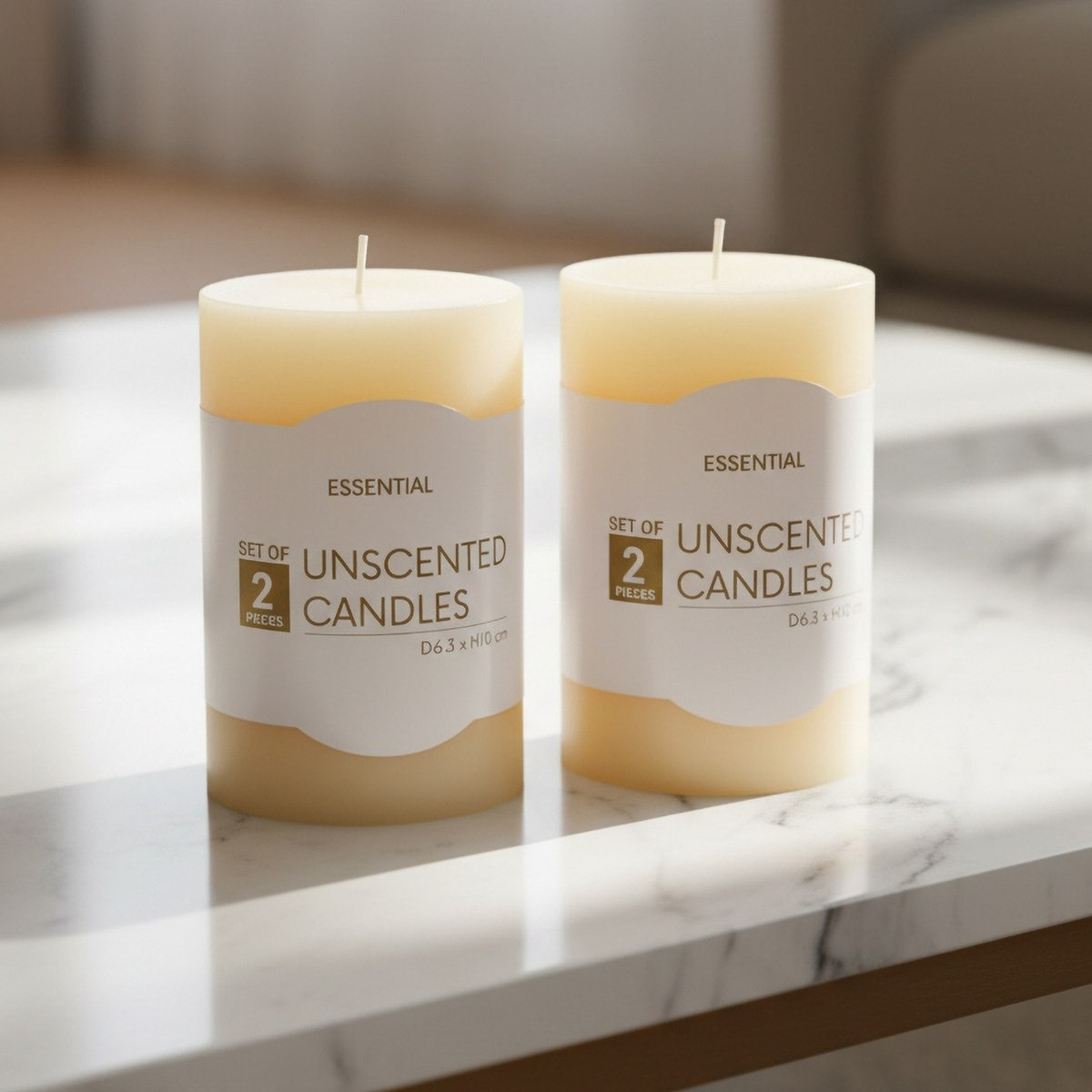 Luna 2-Piece Unscented Candles - 6.3x10 cm-hbxdiningroom-decorandaccessories-candles-image-1