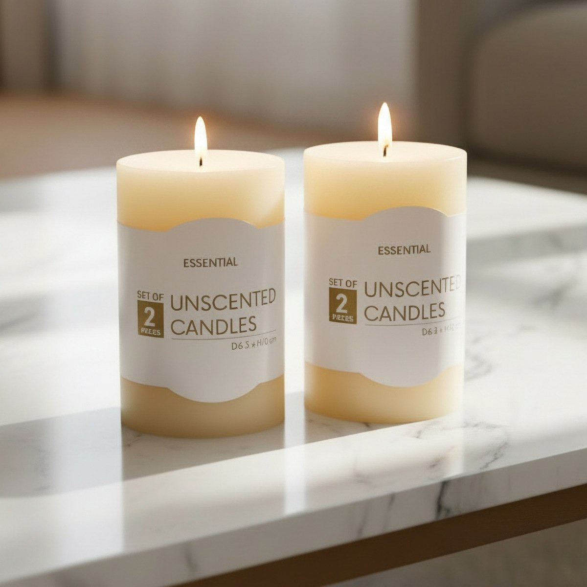 Luna 2-Piece Unscented Candles - 6.3x10 cm-hbxdiningroom-decorandaccessories-candles-image-2