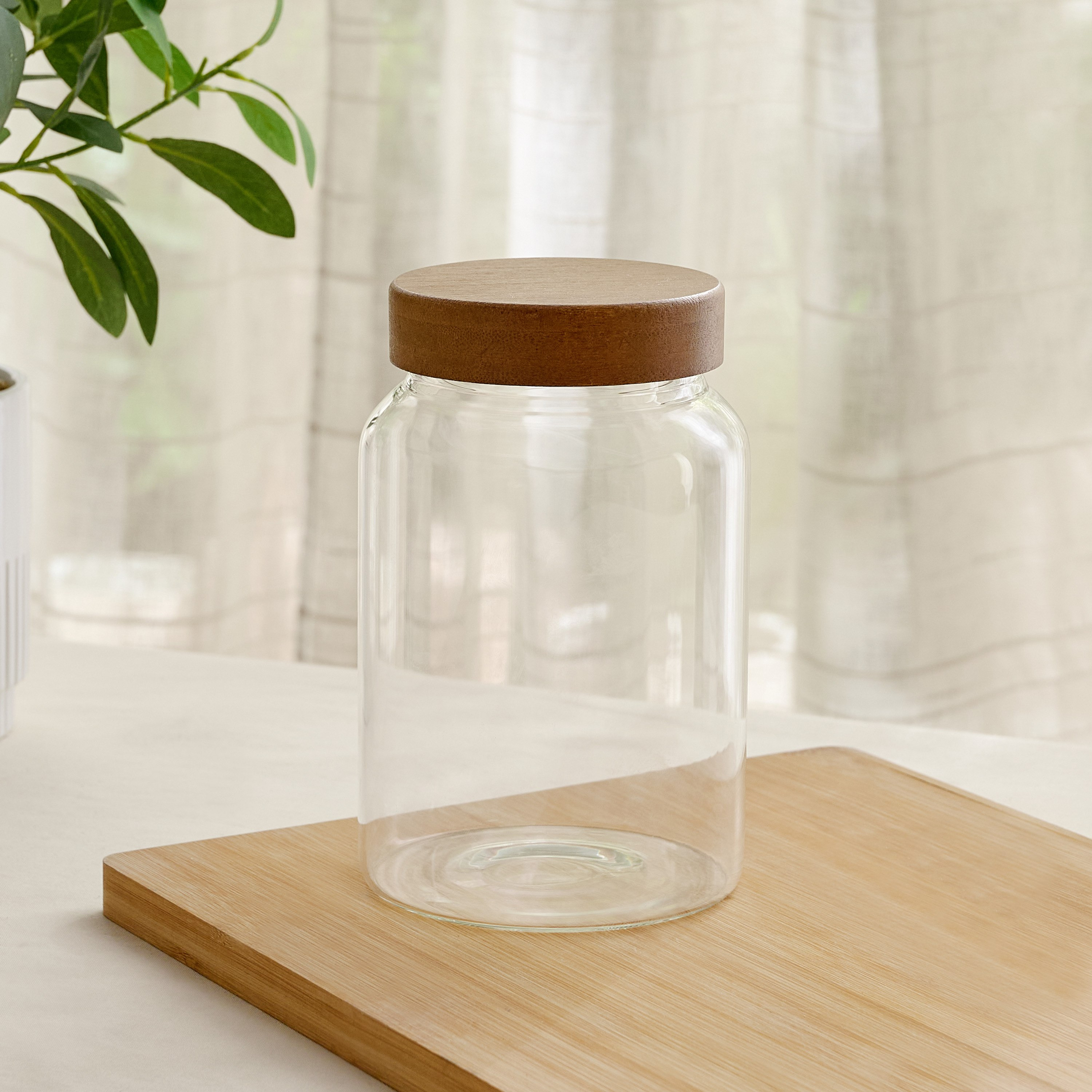 Terra Jar Borosilicate with Wooden Lid - 2000 ml-hbxhomeware-hbxkitchen-image-1