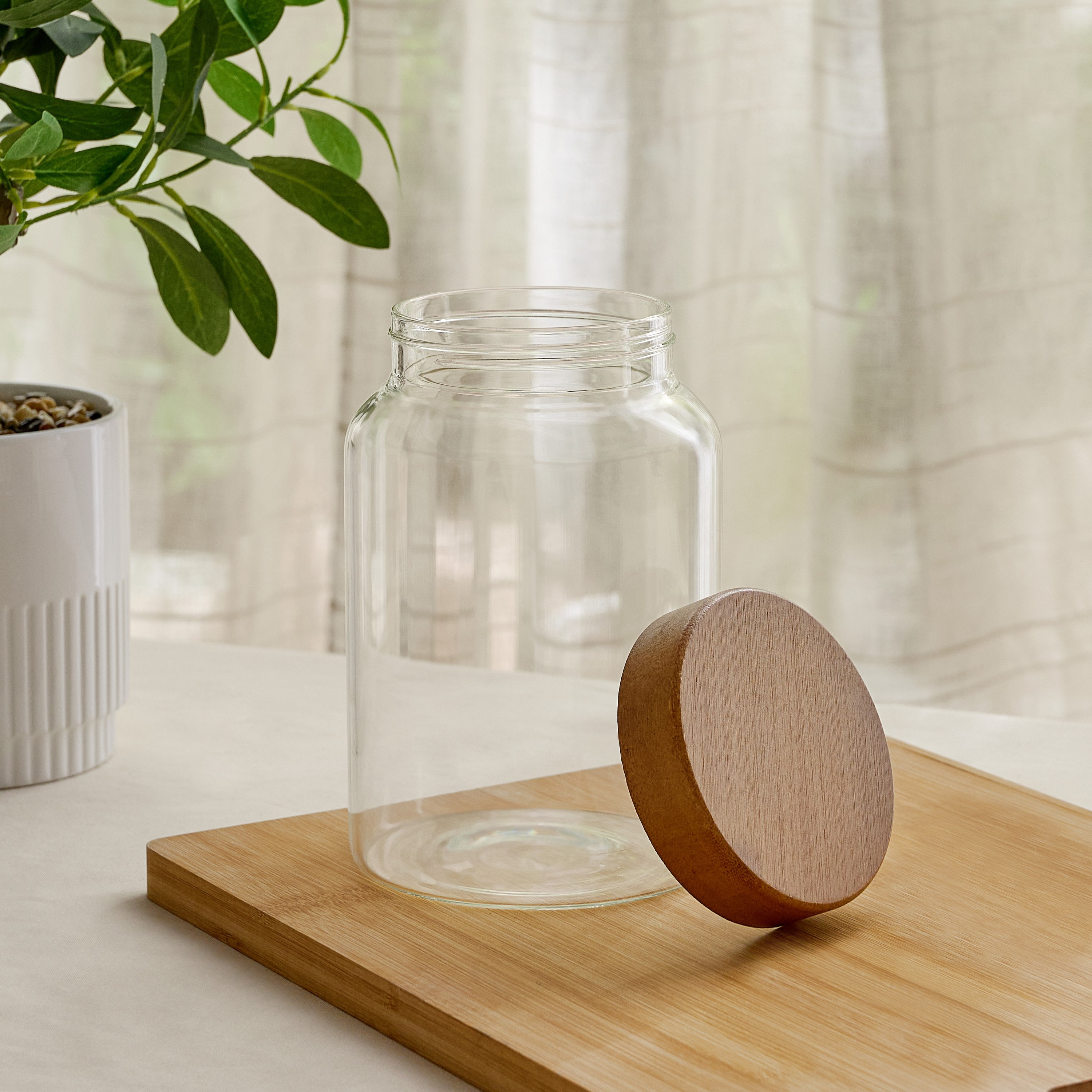 Terra Jar Borosilicate with Wooden Lid - 2000 ml-hbxhomeware-hbxkitchen-image-2