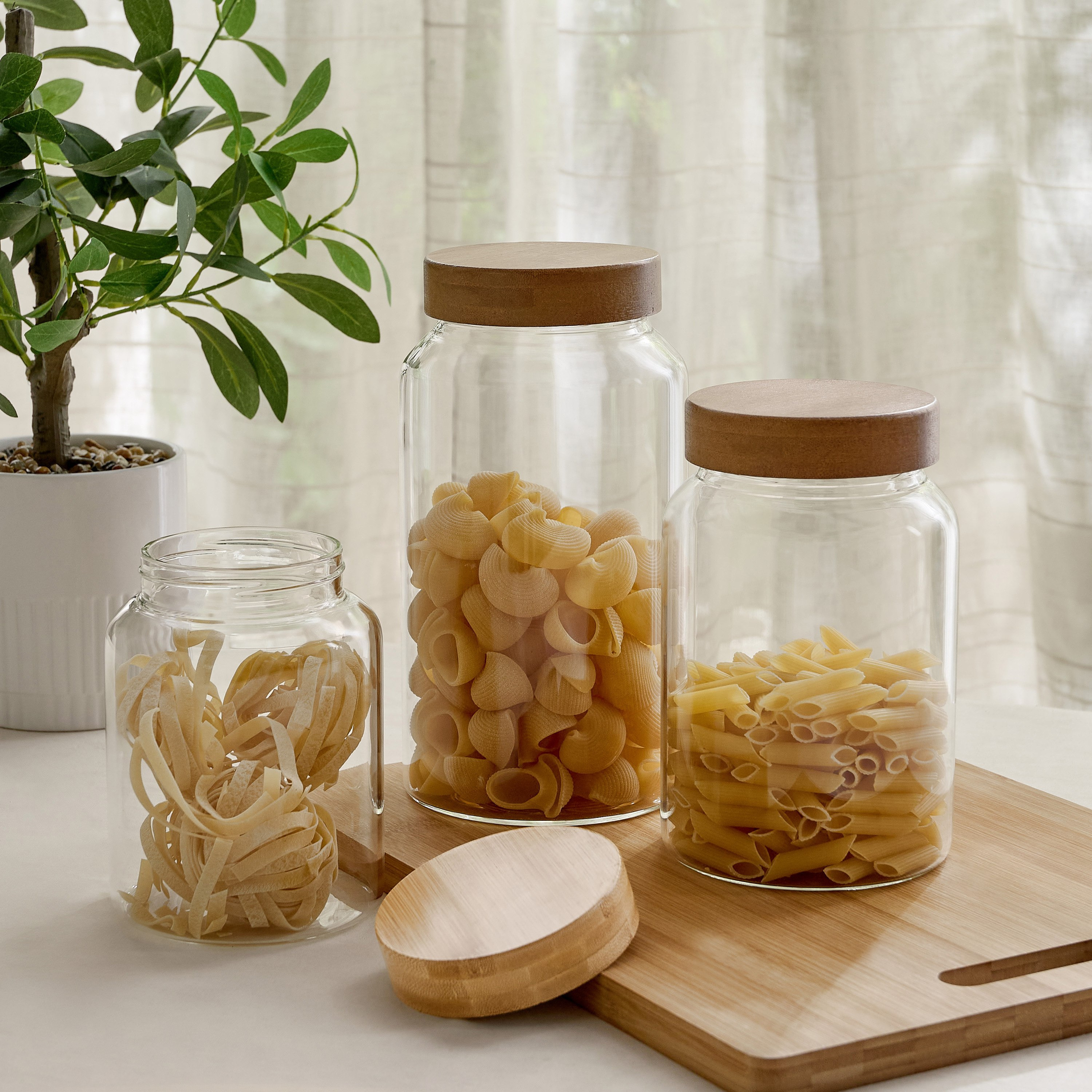 Terra Jar Borosilicate with Wooden Lid - 2000 ml-hbxhomeware-hbxkitchen-image-4