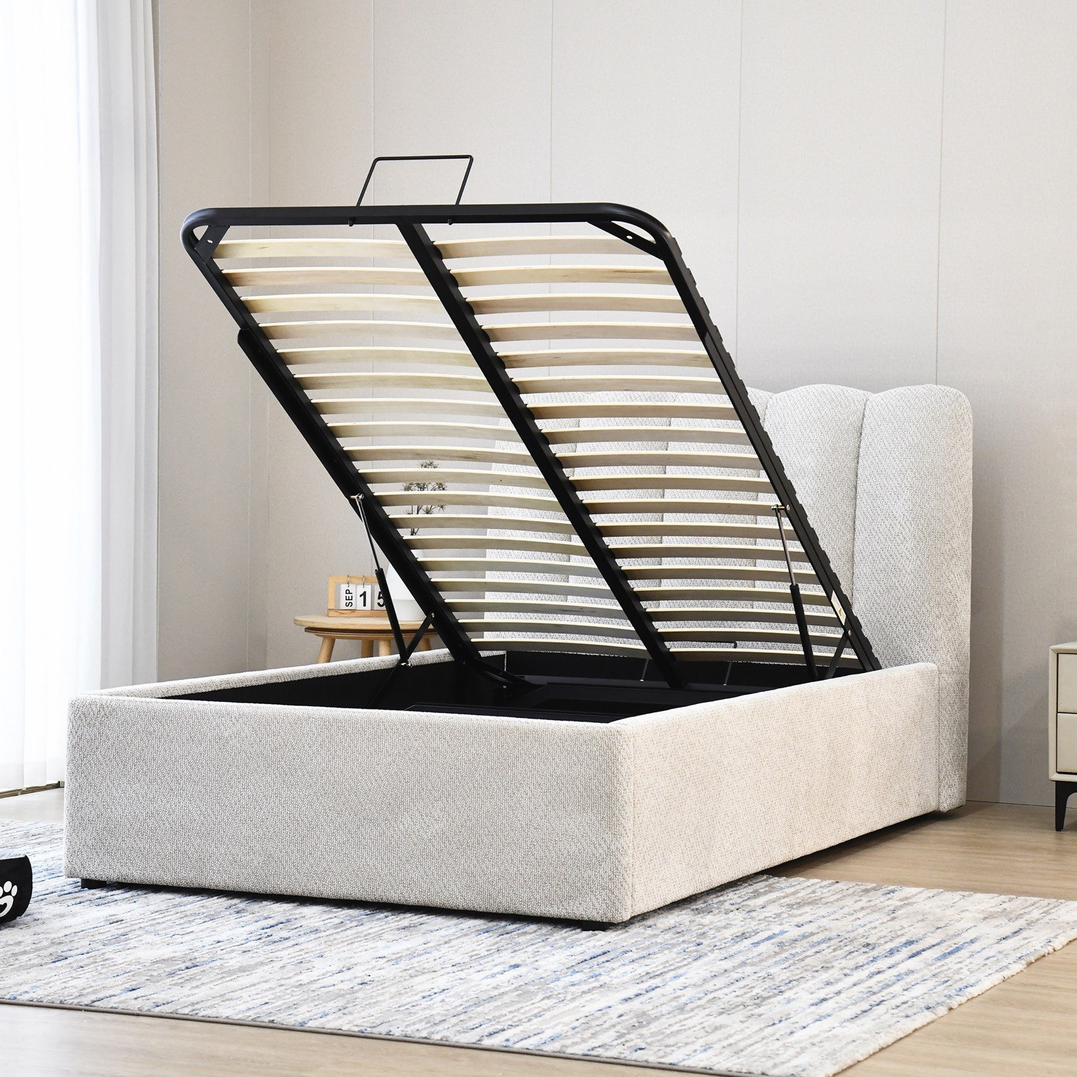 Hamburg Upholstered Hydraulic Storage Twin Bed - 120x200 cm-hbxbedroom-bedsandbedsets-upholsteredbeds-twin-image-3