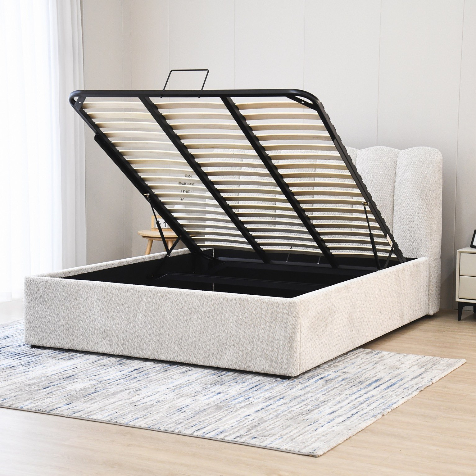 Hamburg Upholstered Hydraulic Storage Queen Bed - 160x200 cm-hbxbedroom-bedsandbedsets-beds-queen-image-4