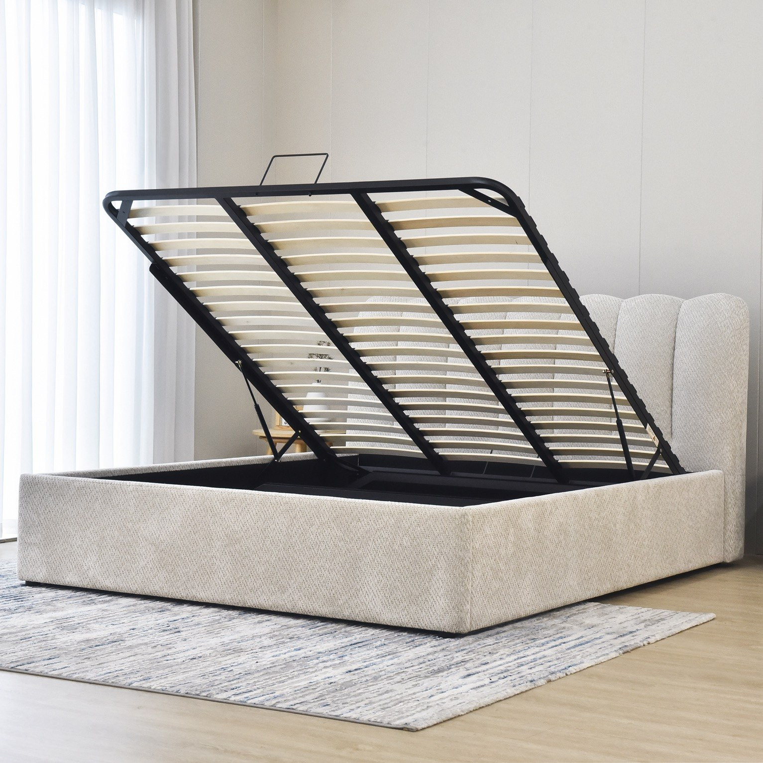Hamburg Upholstered Hydraulic Storage King Bed - 180x200 cm-hbxfurniture-bedsandbedsets-beds-king-image-3