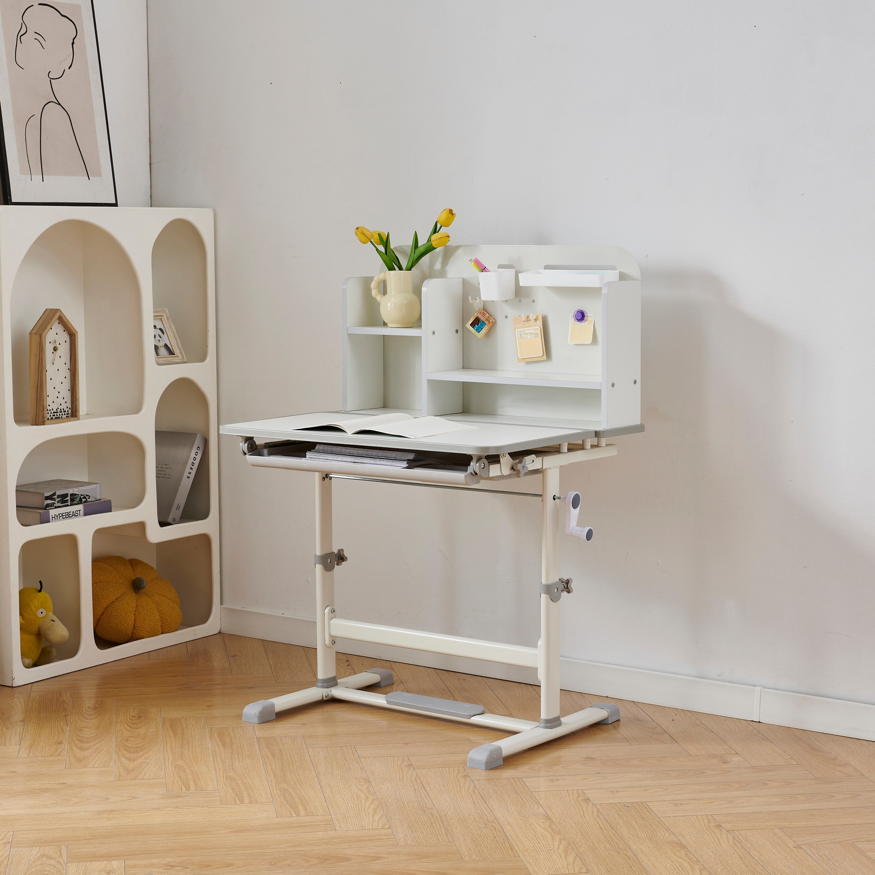مكتب دراسة بارتفاع قابل للتعديل مع خزانة من ميلر آيلت-hbxfurniture-office-desks-image-1