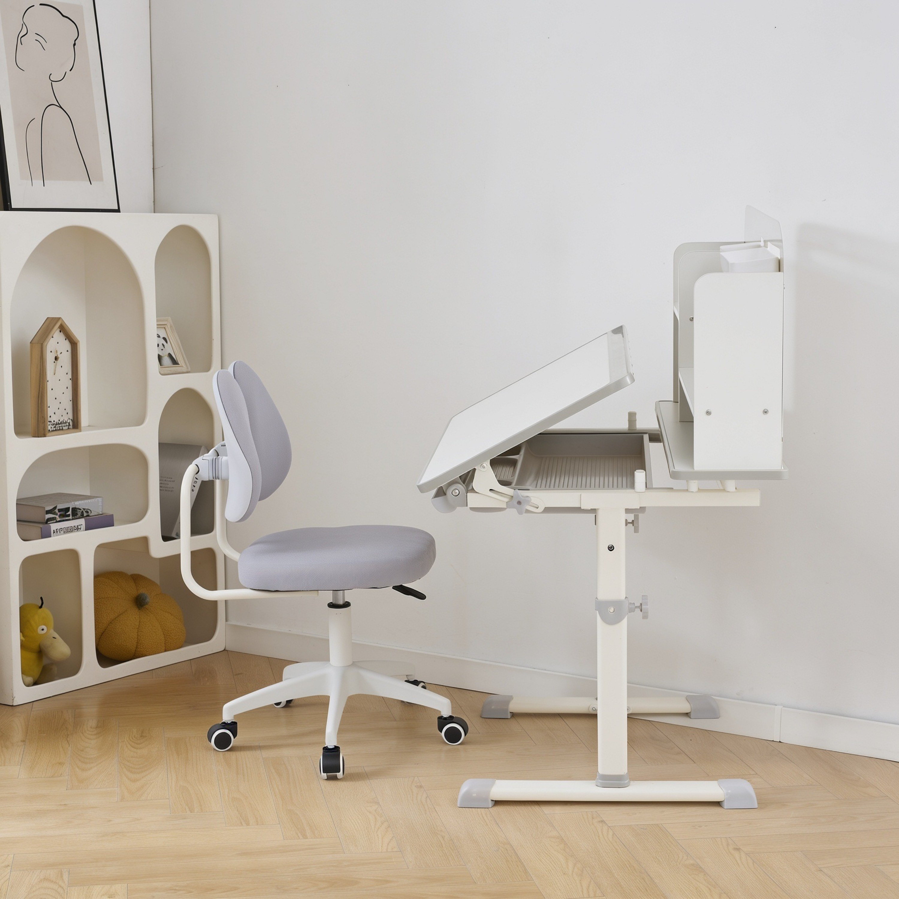 مكتب دراسة بارتفاع قابل للتعديل مع خزانة من ميلر آيلت-hbxfurniture-office-desks-image-2