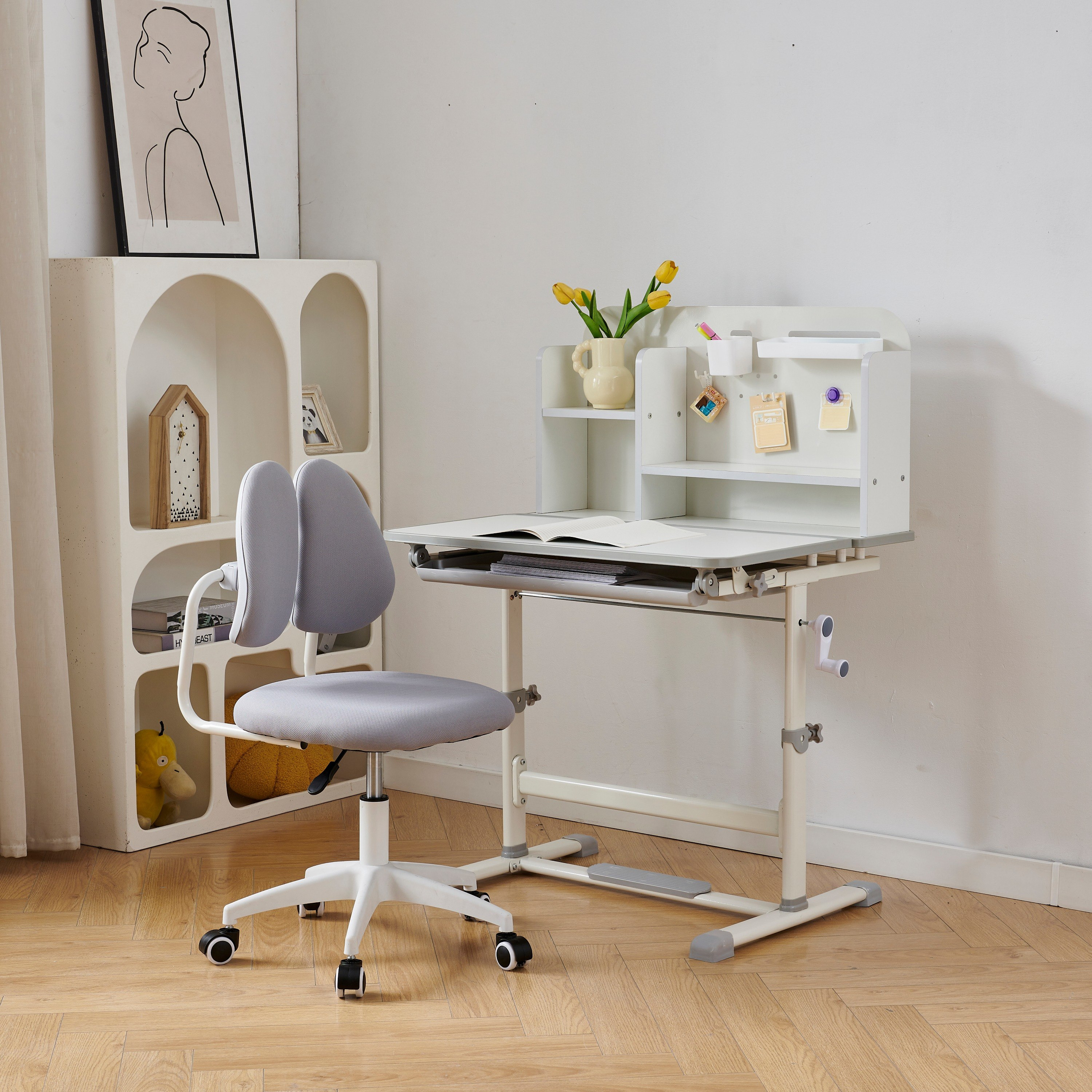 مكتب دراسة بارتفاع قابل للتعديل مع خزانة من ميلر آيلت-hbxfurniture-office-desks-image-5
