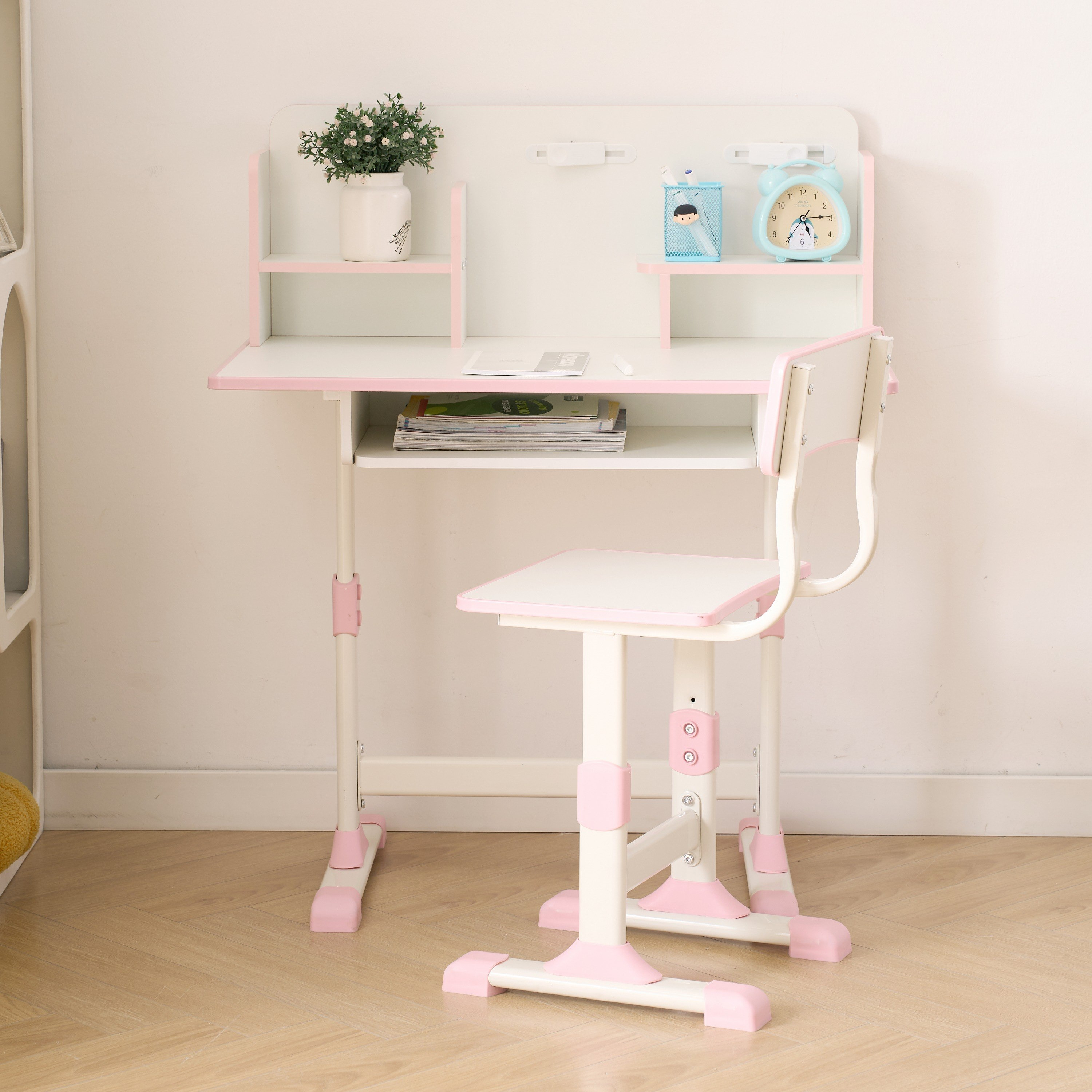 Movo Miller Aldon Height Adjustable Study Desk with Hutch and Chair Set-hbxfurniture-office-desks-image-1