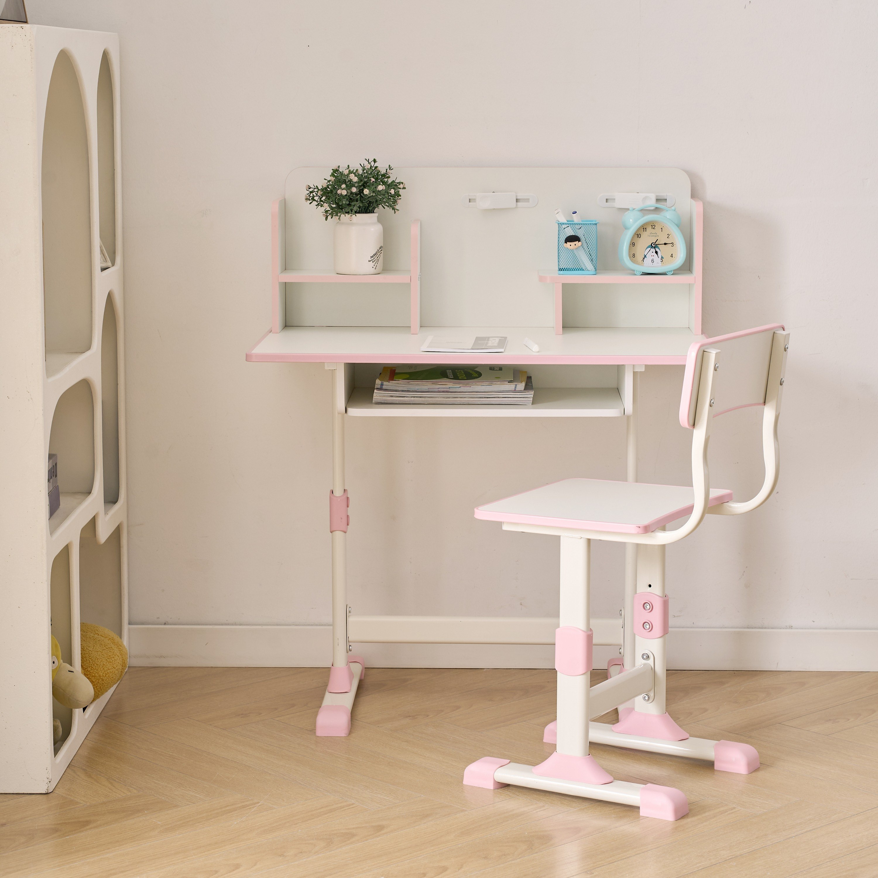Movo Miller Aldon Height Adjustable Study Desk with Hutch and Chair Set-hbxfurniture-office-desks-image-4