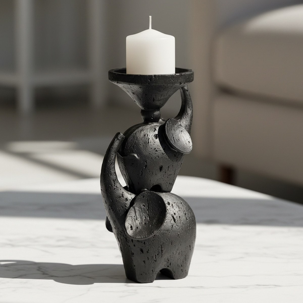 Fresco-Maeve Decorative Resin Pillar Candleholder - 12x9.8x24 cm-hbxlivingroom-decorandaccessories-candleholders-image-1
