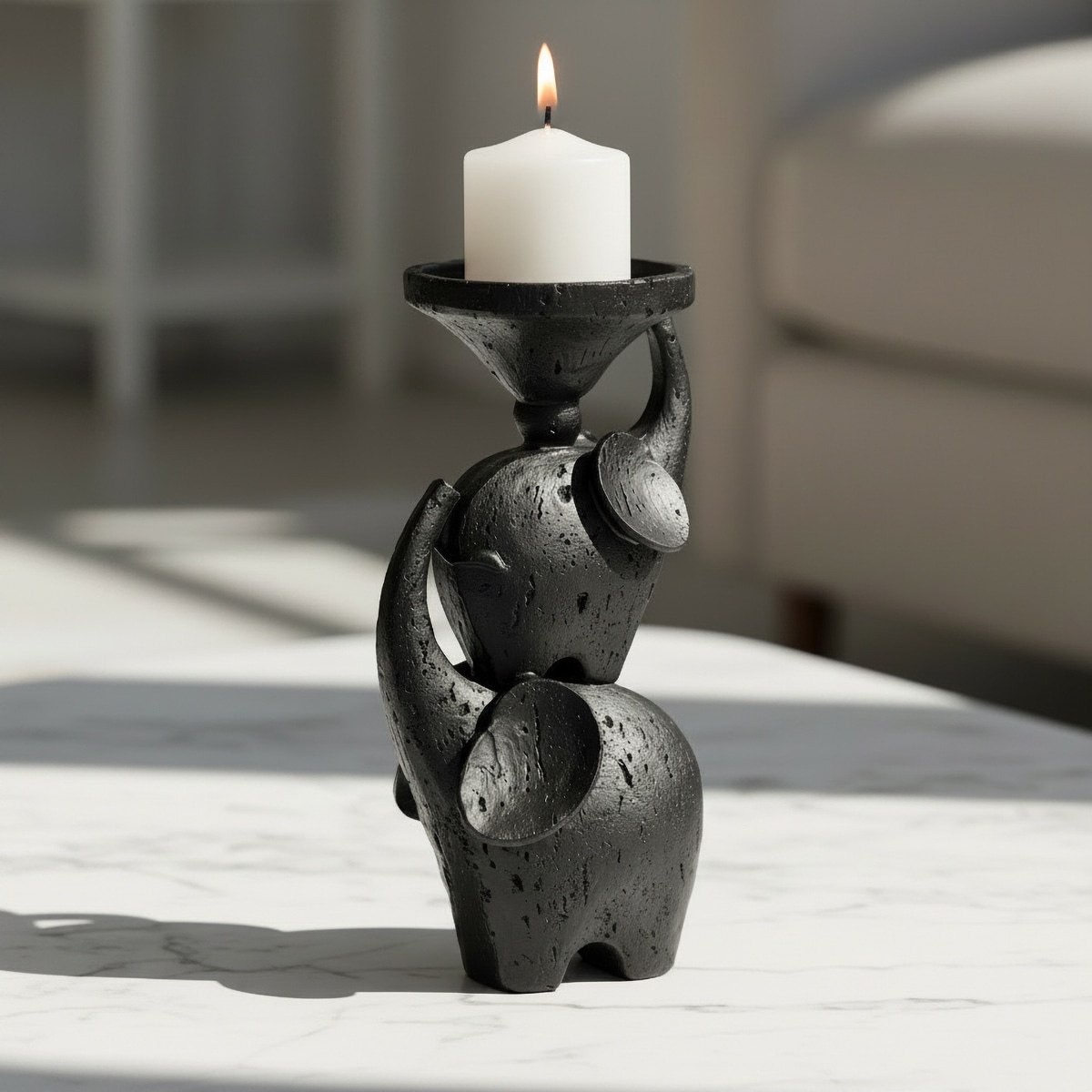 Fresco-Maeve Decorative Resin Pillar Candleholder - 12x9.8x24 cm-hbxlivingroom-decorandaccessories-candleholders-image-2