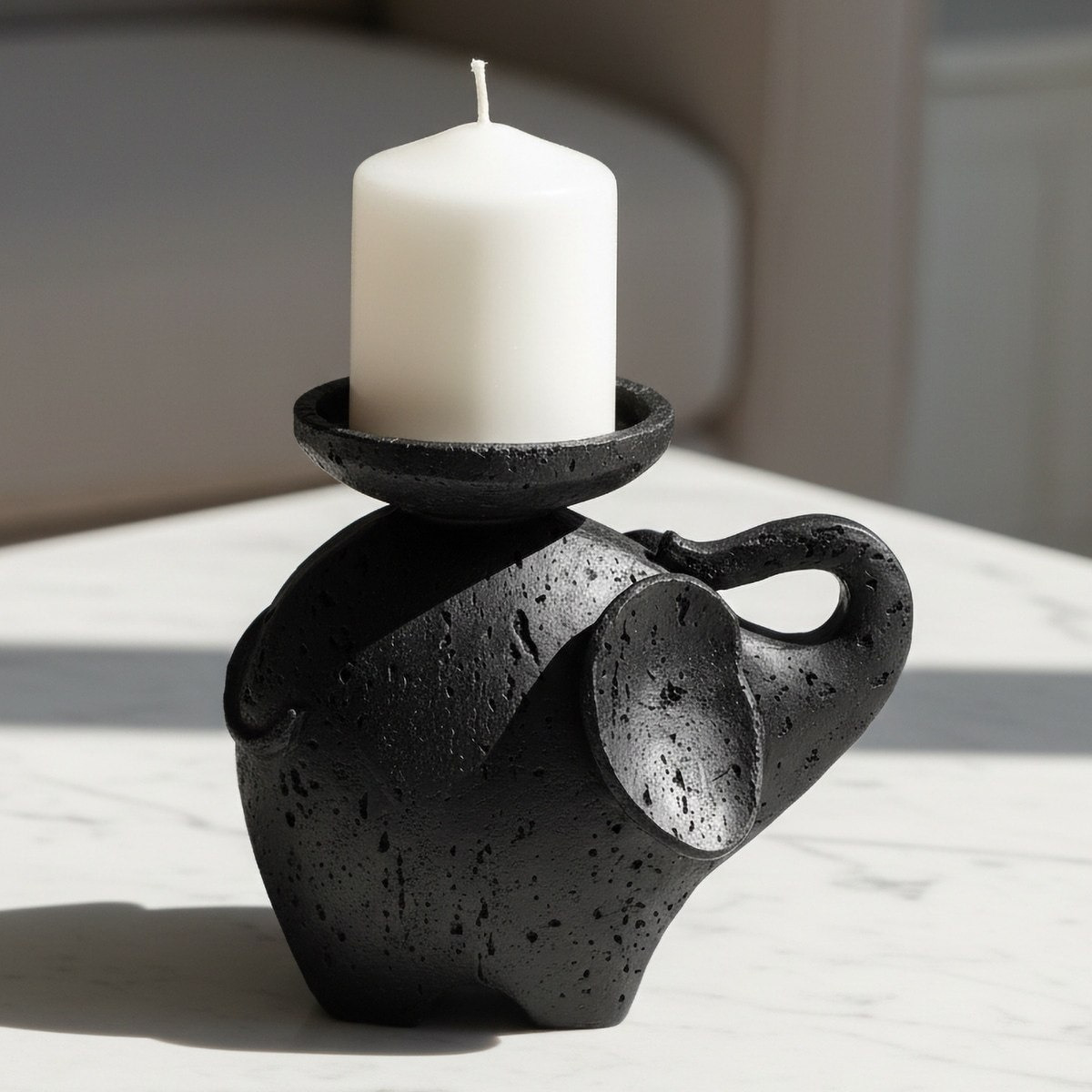 Fresco-Maeve Decorative Resin Pillar Candleholder - 17.8x9.5x16.3 cm-hbxlivingroom-decorandaccessories-candleholders-image-1