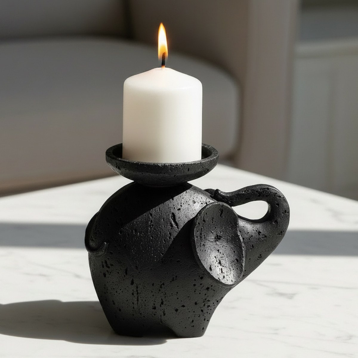 Fresco-Maeve Decorative Resin Pillar Candleholder - 17.8x9.5x16.3 cm-hbxlivingroom-decorandaccessories-candleholders-image-2