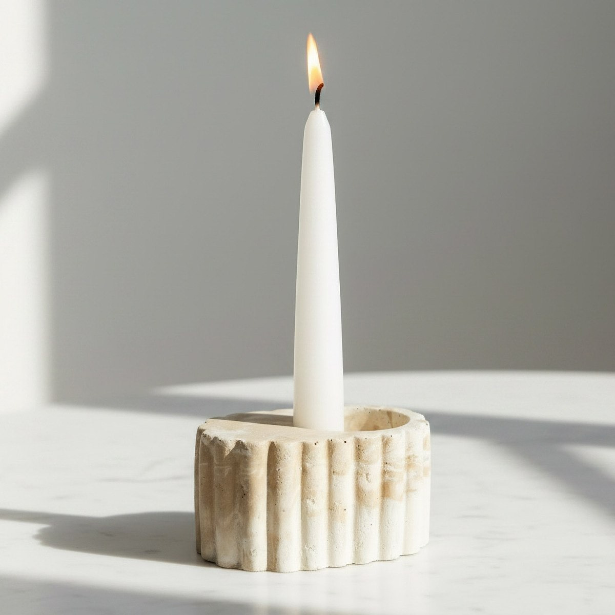 Fresco-Ekla Decorative Cement Taper Candleholder - 10.6x6.5x6 cm-hbxlivingroom-decorandaccessories-candleholders-image-2