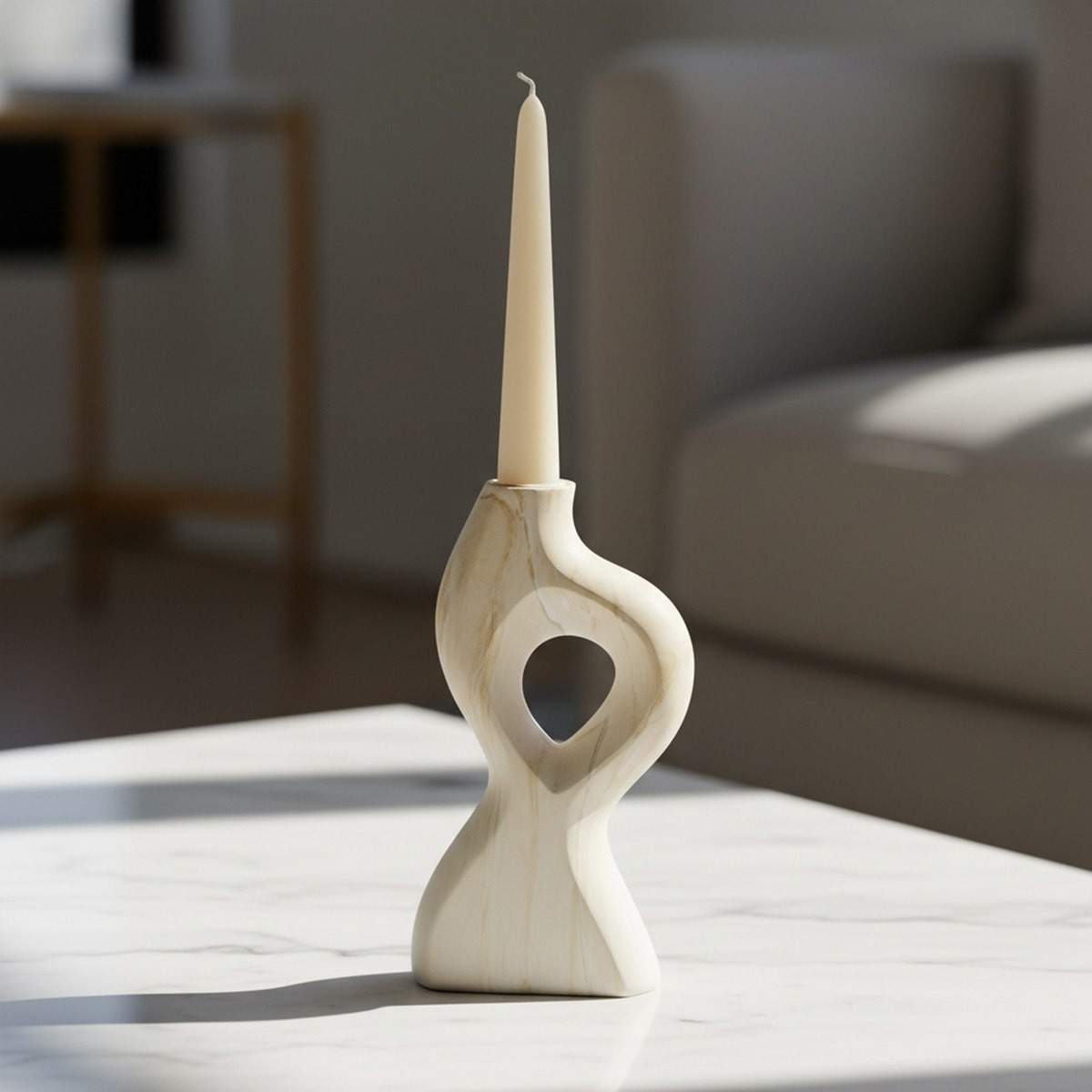 Fresco Ekla Decorative Resin Taper Candle Holder - 11.5x4.5x21 cm-hbxlivingroom-decorandaccessories-candleholders-image-1