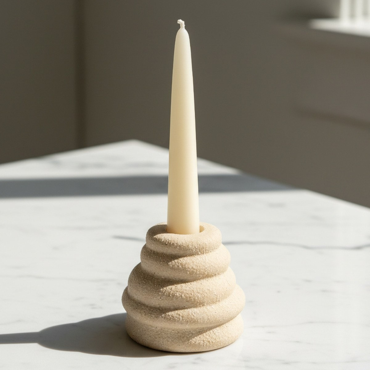 Fresco-Nellie Decorative Ceramic Taper Candle Holder - 7.6x7.6x7 cm-hbxlivingroom-decorandaccessories-candleholders-image-1
