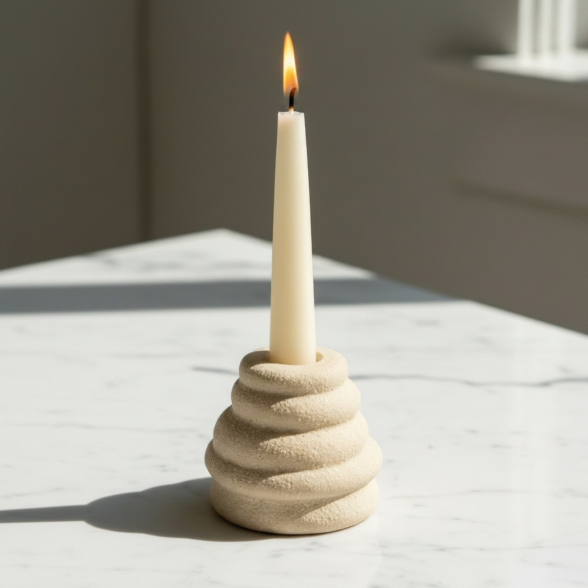 Fresco-Nellie Decorative Ceramic Taper Candle Holder - 7.6x7.6x7 cm-hbxlivingroom-decorandaccessories-candleholders-image-2