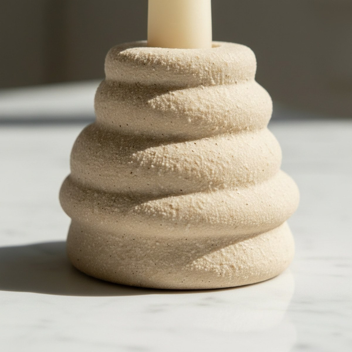 Fresco-Nellie Decorative Ceramic Taper Candle Holder - 7.6x7.6x7 cm-hbxlivingroom-decorandaccessories-candleholders-image-4