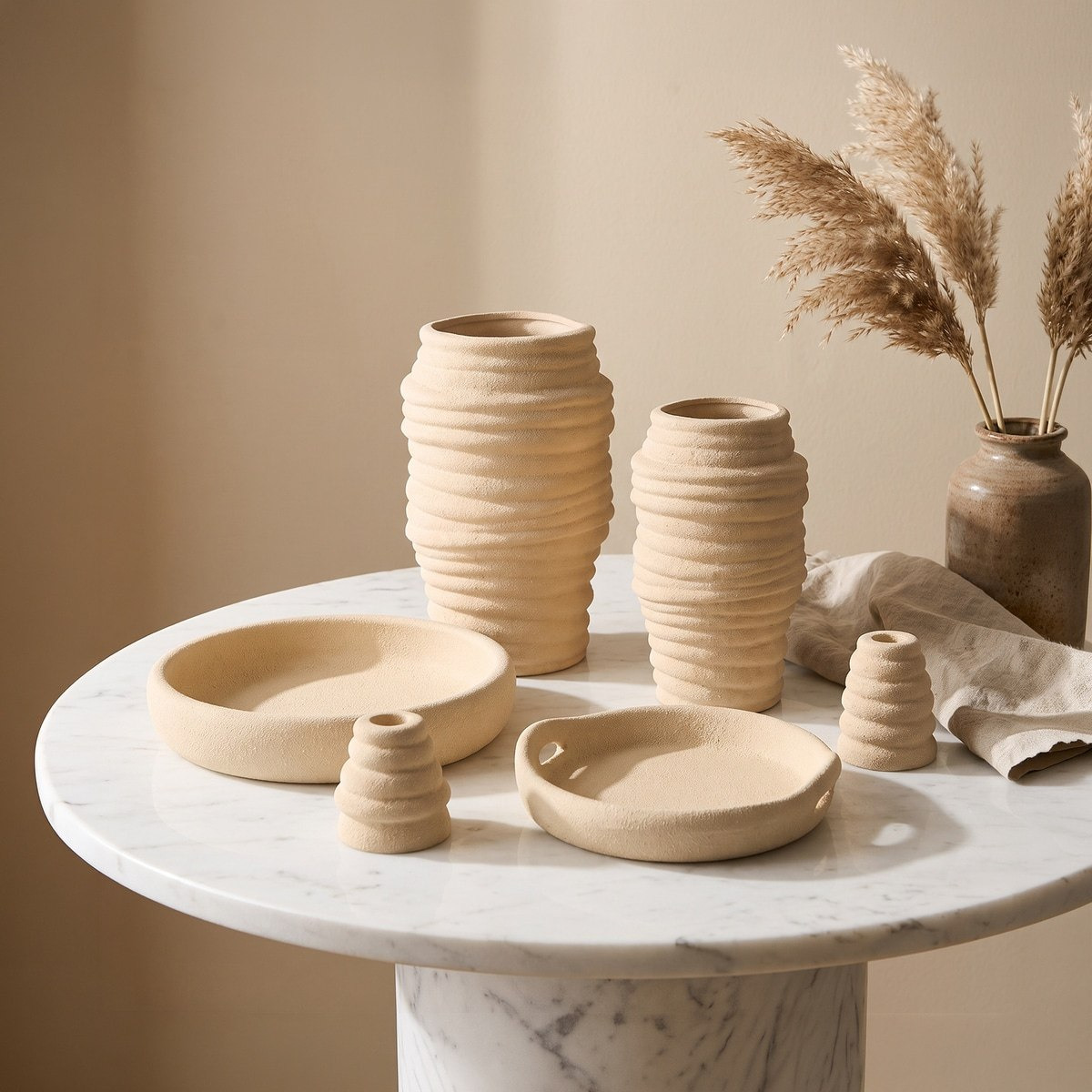 Fresco-Nellie Decorative Ceramic Taper Candle Holder - 7.6x7.6x7 cm-hbxlivingroom-decorandaccessories-candleholders-image-5