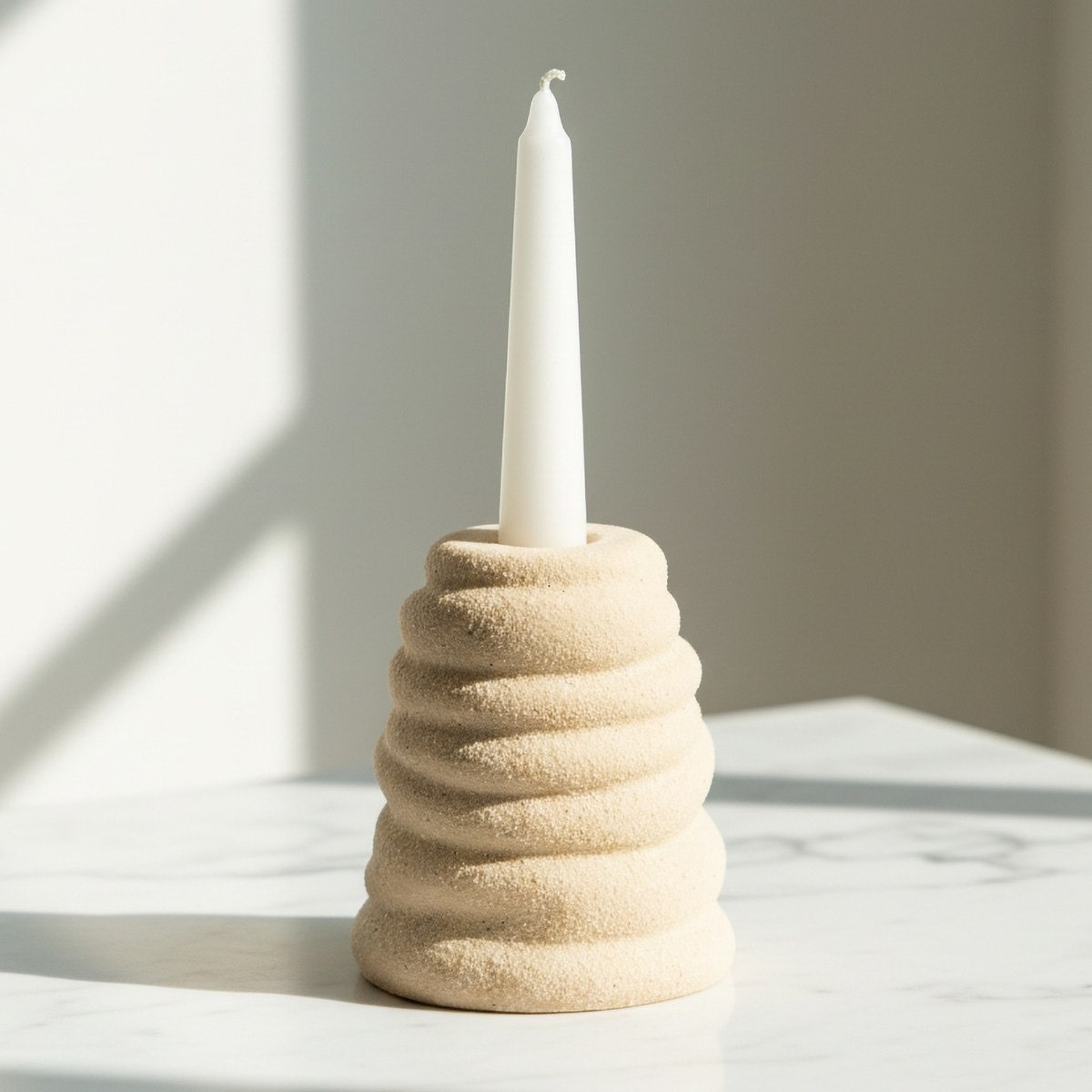 Fresco Nellie Decorative Ceramic Taper Candle Holder - 8.2x8.2x9.5 cm-hbxlivingroom-decorandaccessories-candleholders-image-1