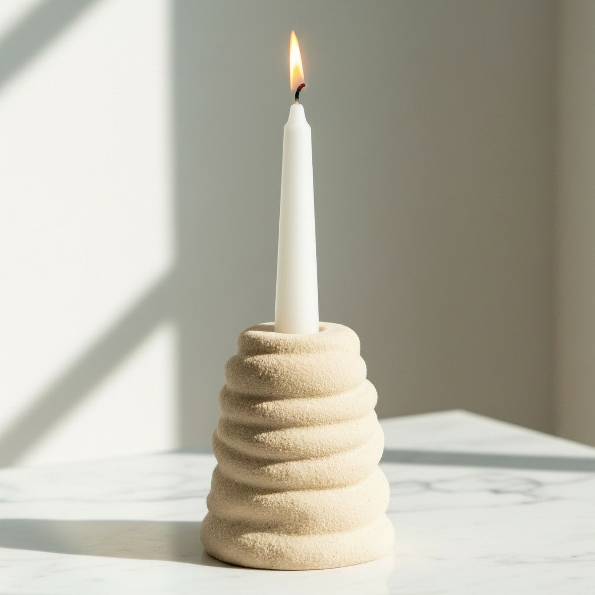 Fresco Nellie Decorative Ceramic Taper Candle Holder - 8.2x8.2x9.5 cm-hbxlivingroom-decorandaccessories-candleholders-image-2