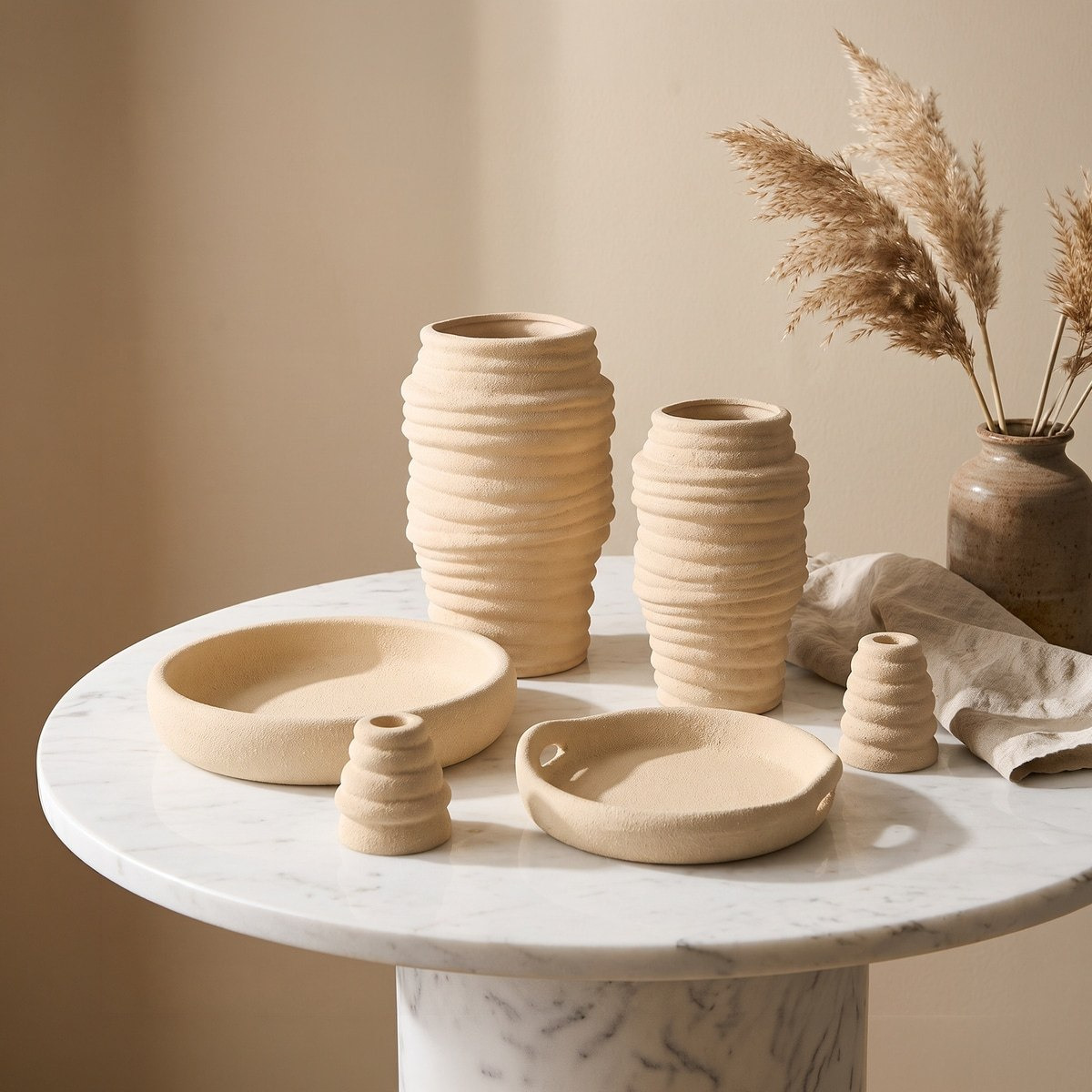 Fresco Nellie Decorative Ceramic Taper Candle Holder - 8.2x8.2x9.5 cm-hbxlivingroom-decorandaccessories-candleholders-image-5