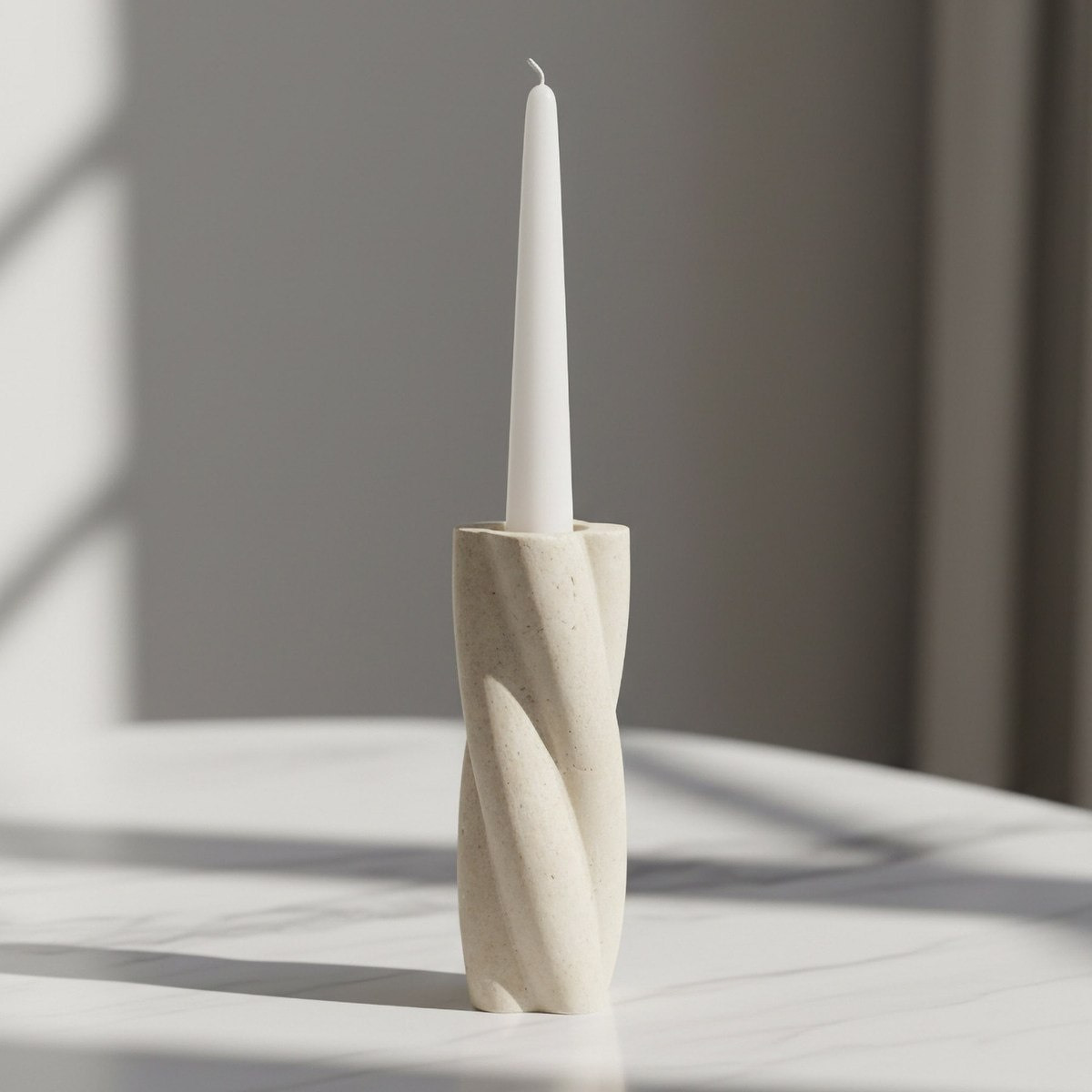 Fresco Idris Decorative Resin Taper Candleholder - 7.1x7.1x16 cm-hbxlivingroom-decorandaccessories-candleholders-image-1