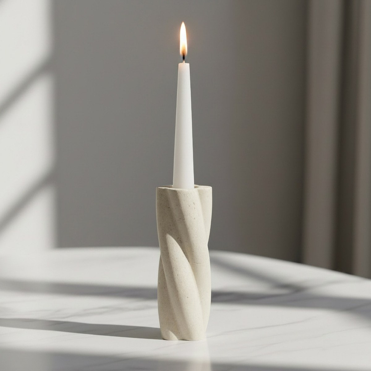 Fresco Idris Decorative Resin Taper Candleholder - 7.1x7.1x16 cm-hbxlivingroom-decorandaccessories-candleholders-image-2