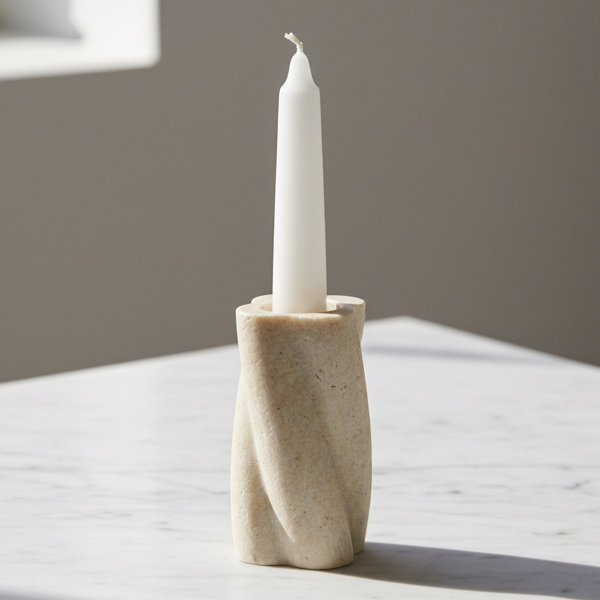 Fresco Idris Decorative Resin Taper Candleholder - 7.1x7.1x13 cm-hbxlivingroom-decorandaccessories-candleholders-image-1